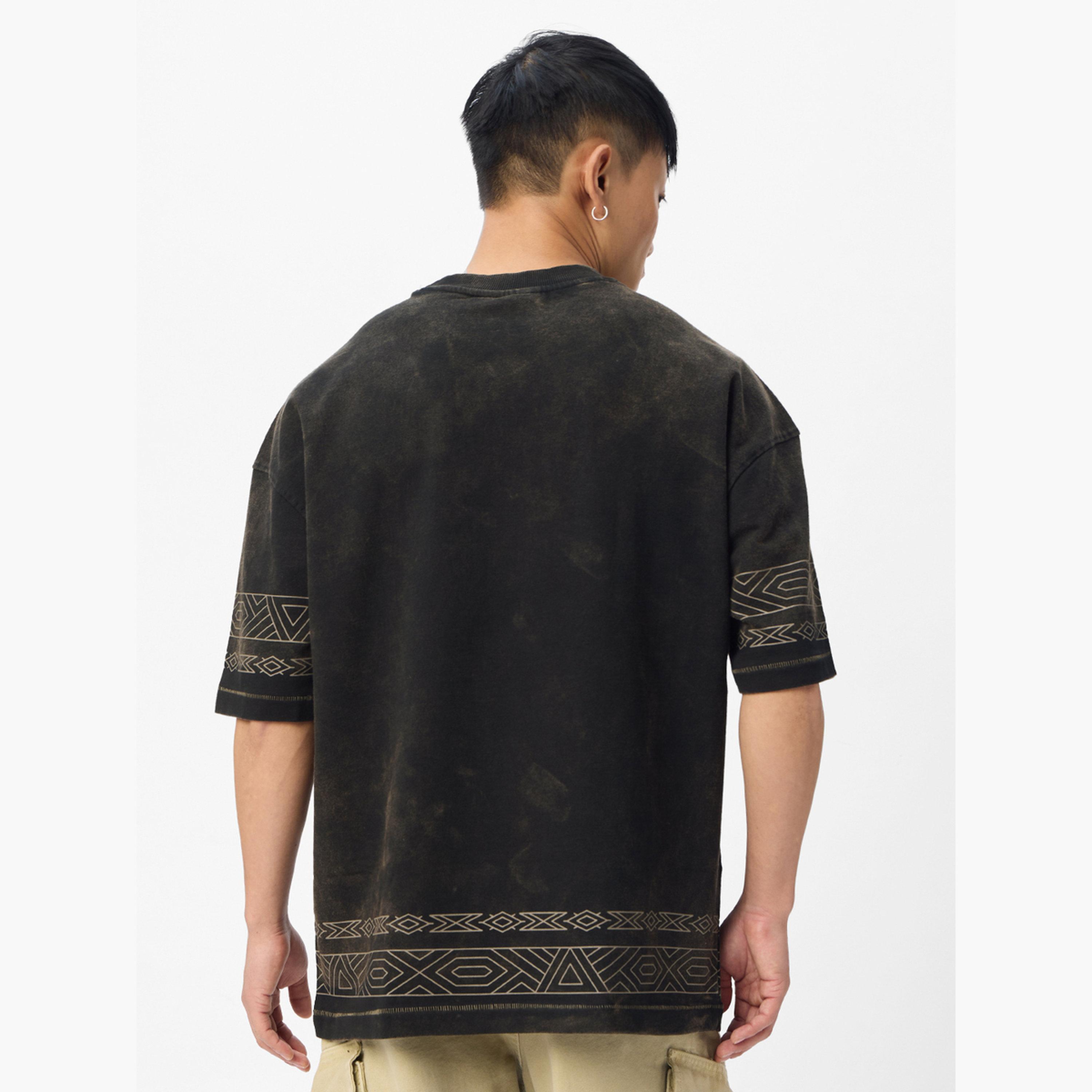 The Souled Store X Styli Men Black Embroidered Compass Oversized T-Shirt-men-clothing-tshirtsandpolos-tshirts-image-4