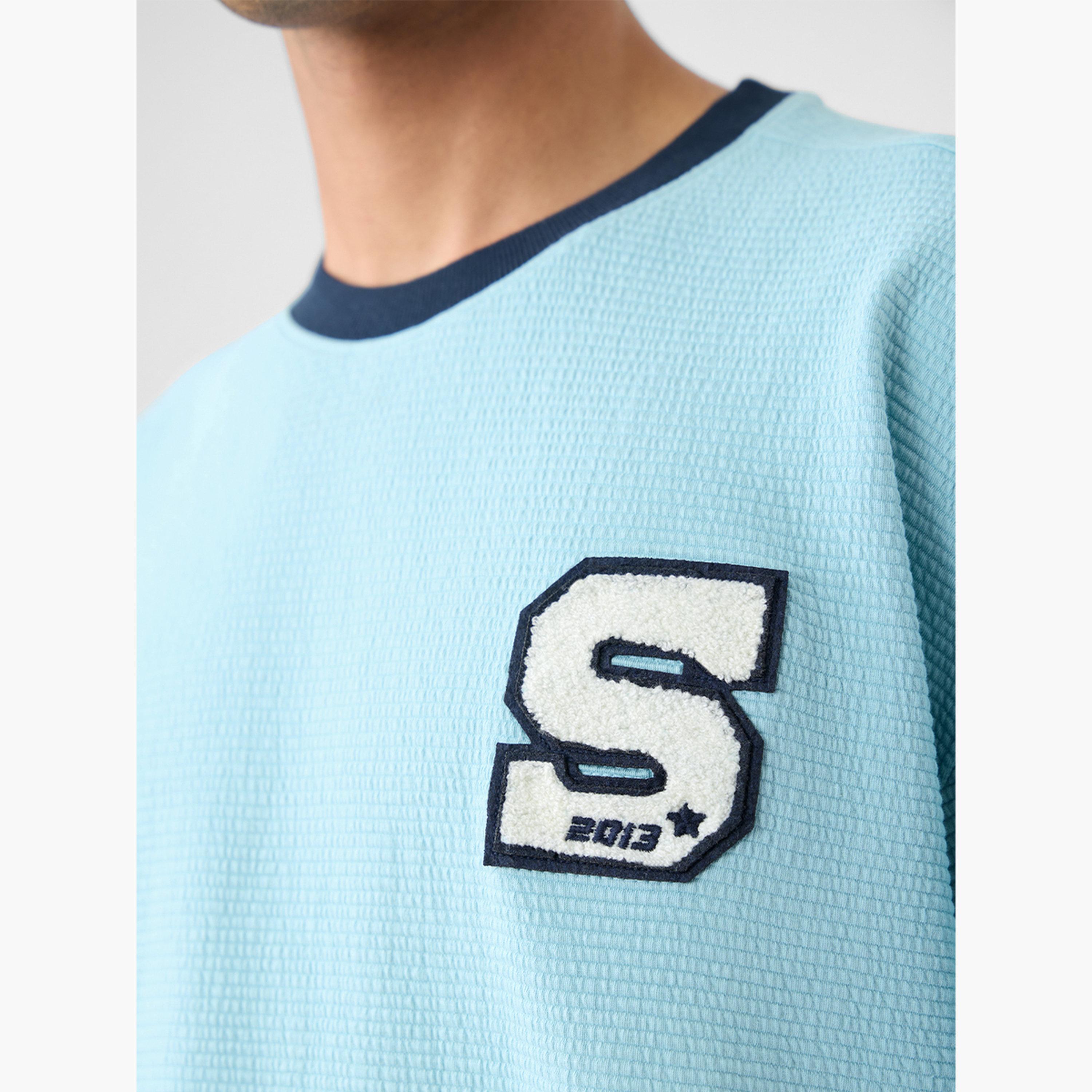 The Souled Store X Styli Men Blue Textured Oversized T-Shirt-men-clothing-tshirtsandpolos-tshirts-image-5