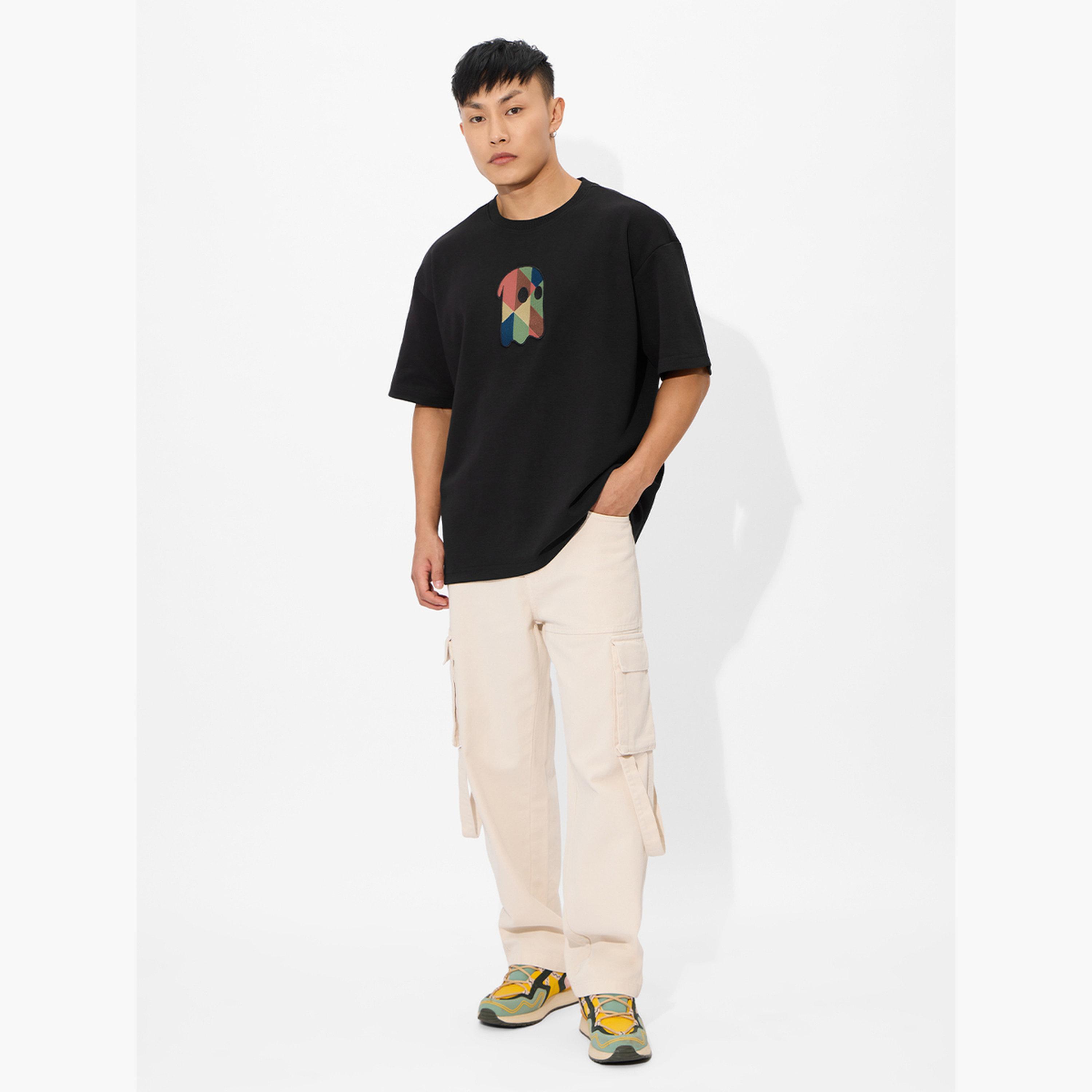 The Souled Store X Styli Men Black Oversized T-Shirt with Patchwork-men-clothing-tshirtsandpolos-tshirts-image-2