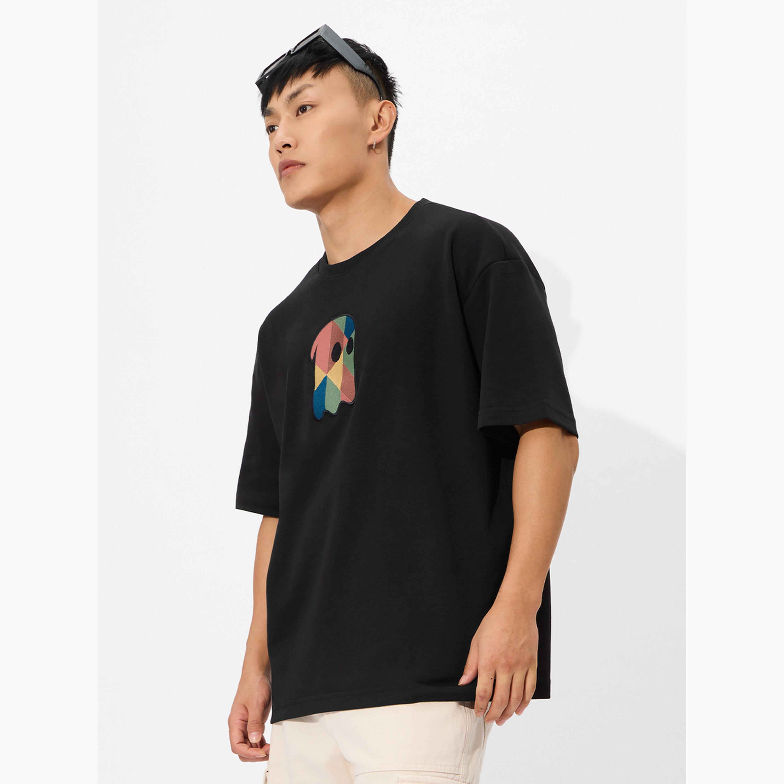 The Souled Store X Styli Men Black Oversized T-Shirt with Patchwork-men-clothing-tshirtsandpolos-tshirts-image-4