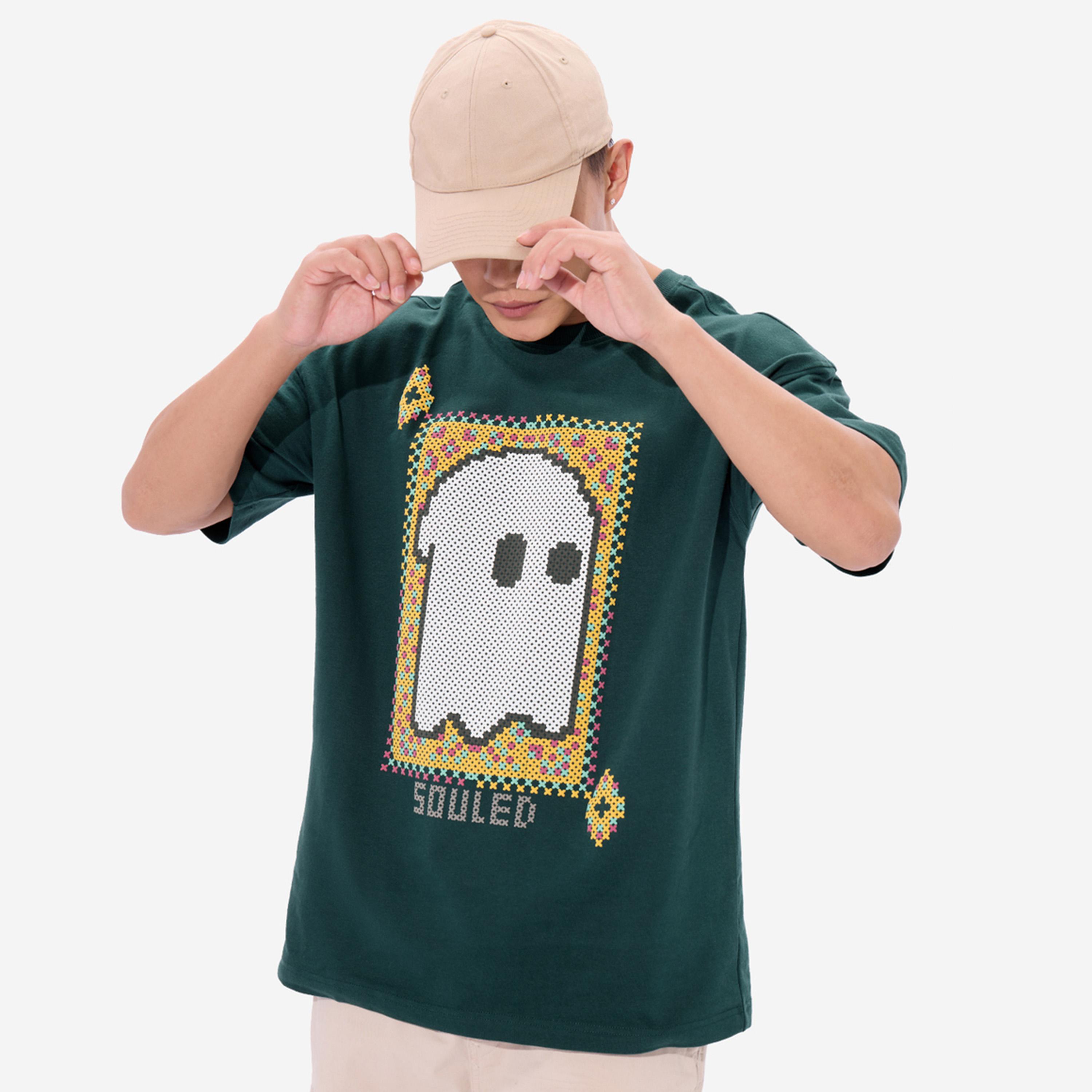 ذا سولد ستور × ستايلي - تي شيرت رجالي حجم كبير برسومات روحية خضراء-men-clothing-tshirtsandpolos-tshirts-image-1