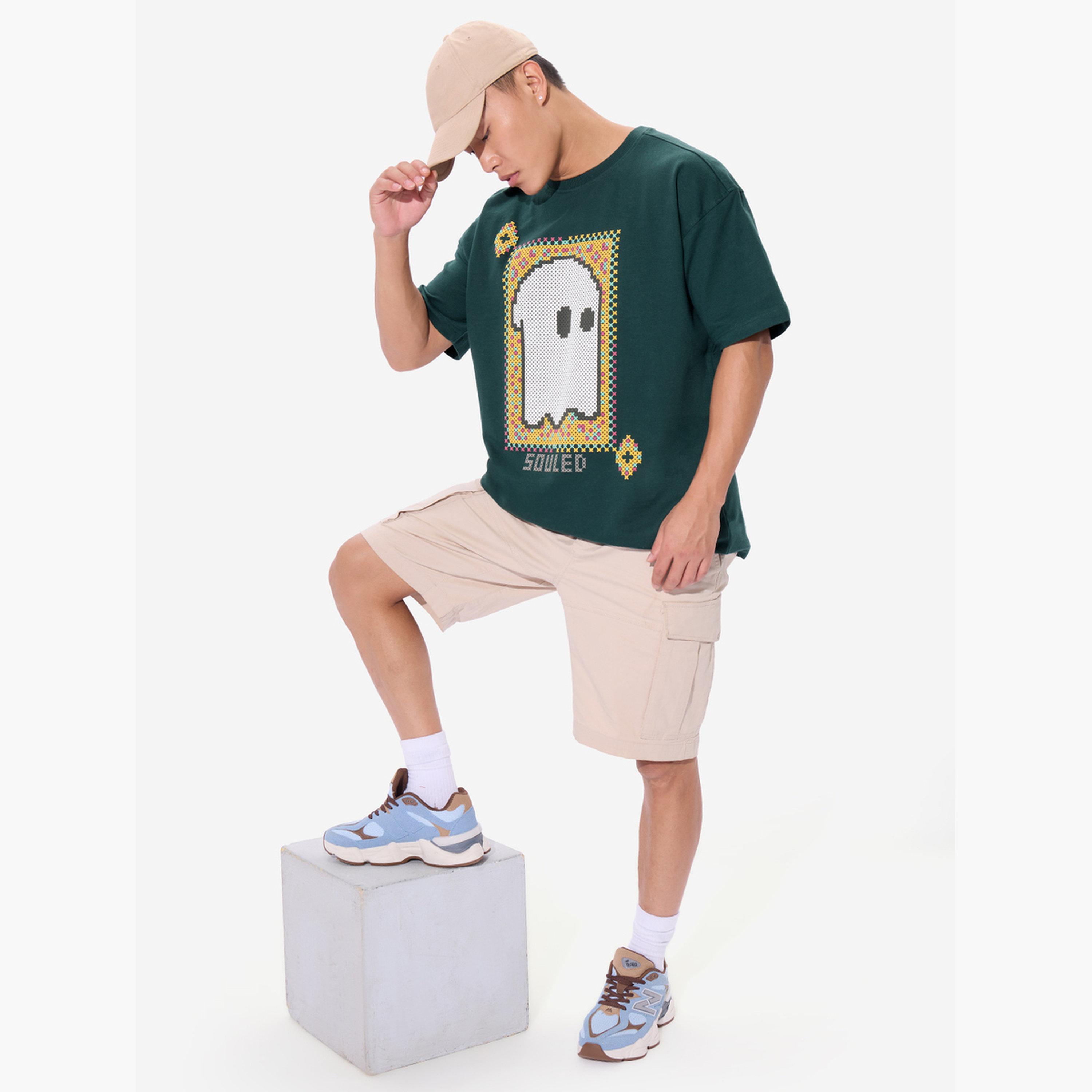 The Souled Store X Styli Men Green Soul Graphic Oversized T-Shirt-men-clothing-tshirtsandpolos-tshirts-image-2