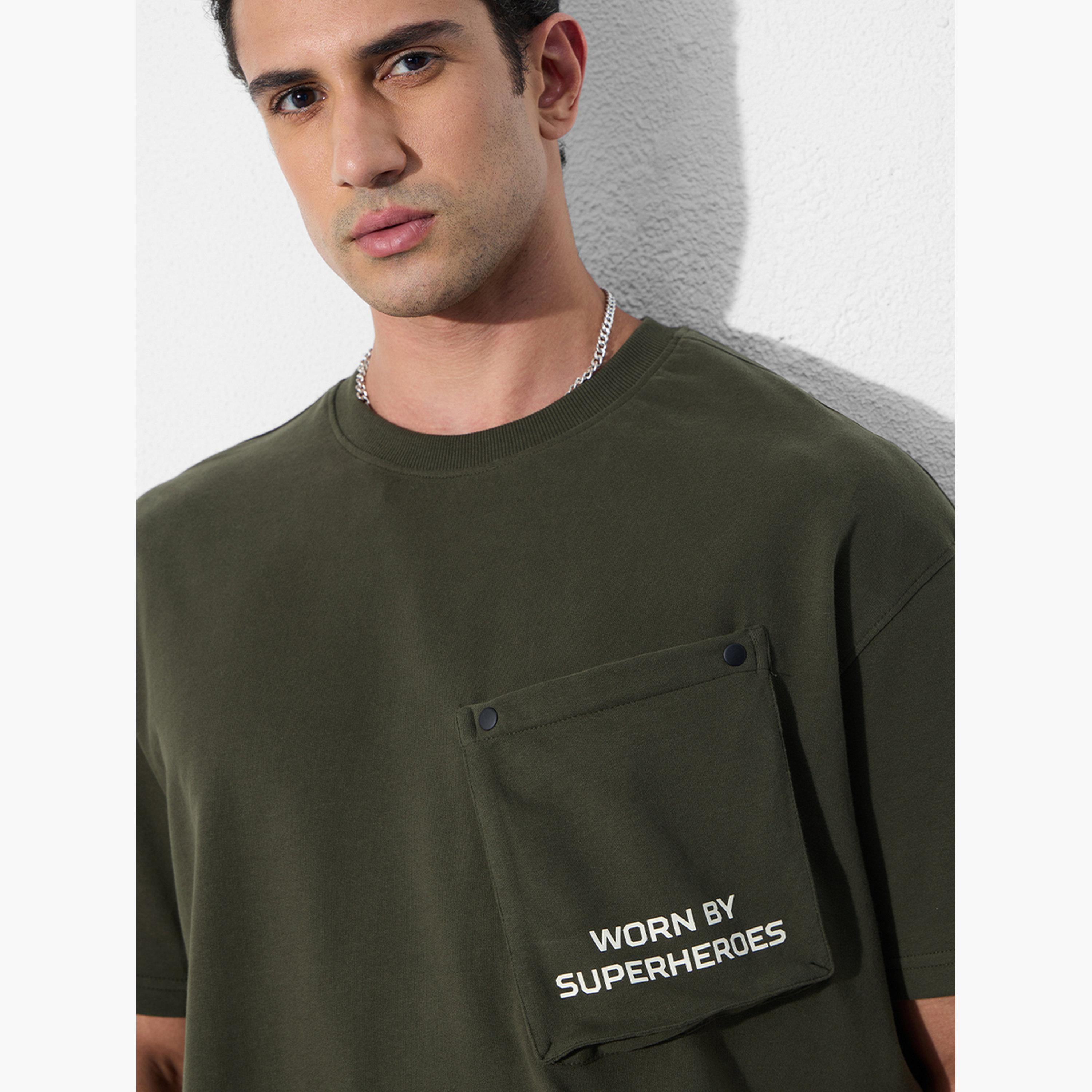 The Souled Store X Styli Men Olive Oversized T-Shirt with Zip Pocket-men-clothing-tshirtsandpolos-tshirts-image-4