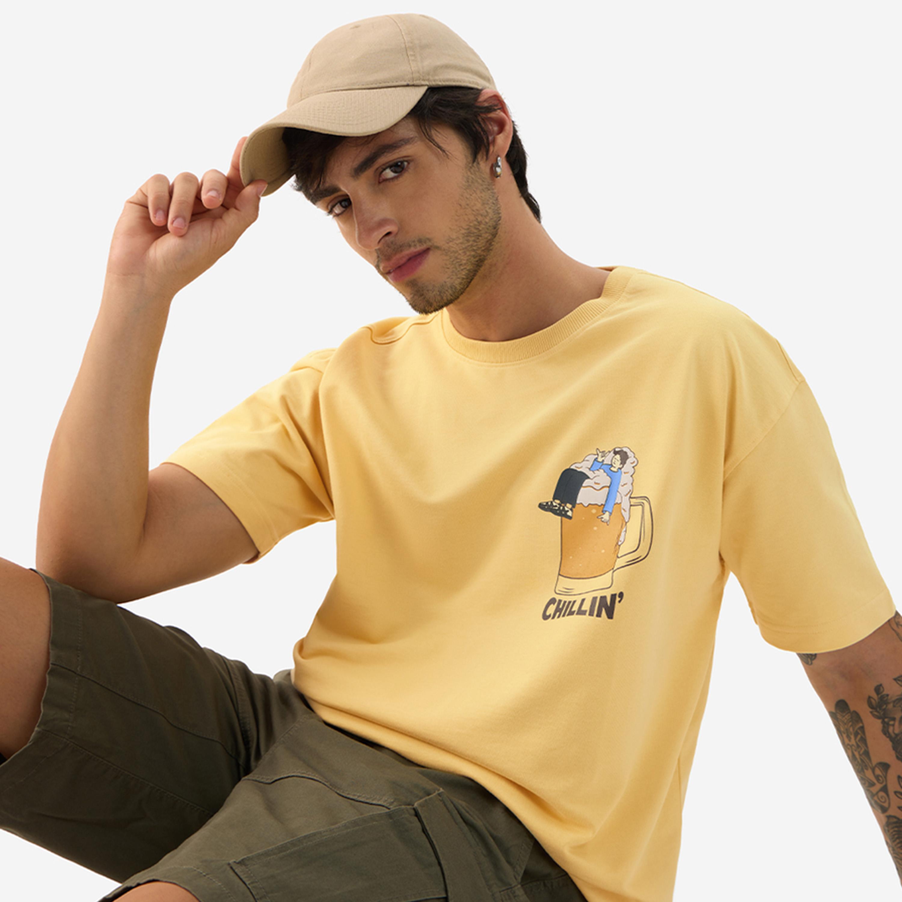 The Souled Store X Styli Men Yellow Graphic Oversized T-Shirt-men-clothing-tshirtsandpolos-tshirts-image-1