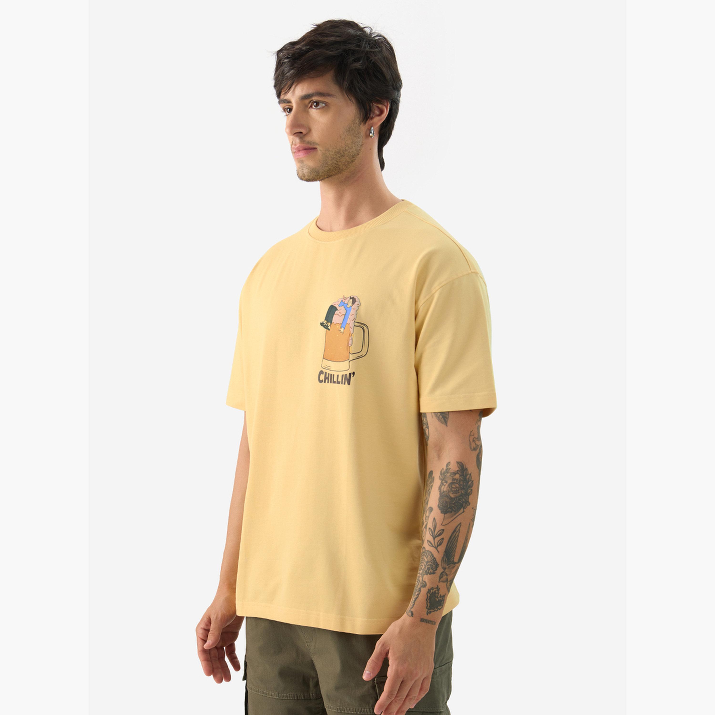 The Souled Store X Styli Men Yellow Graphic Oversized T-Shirt-men-clothing-tshirtsandpolos-tshirts-image-3