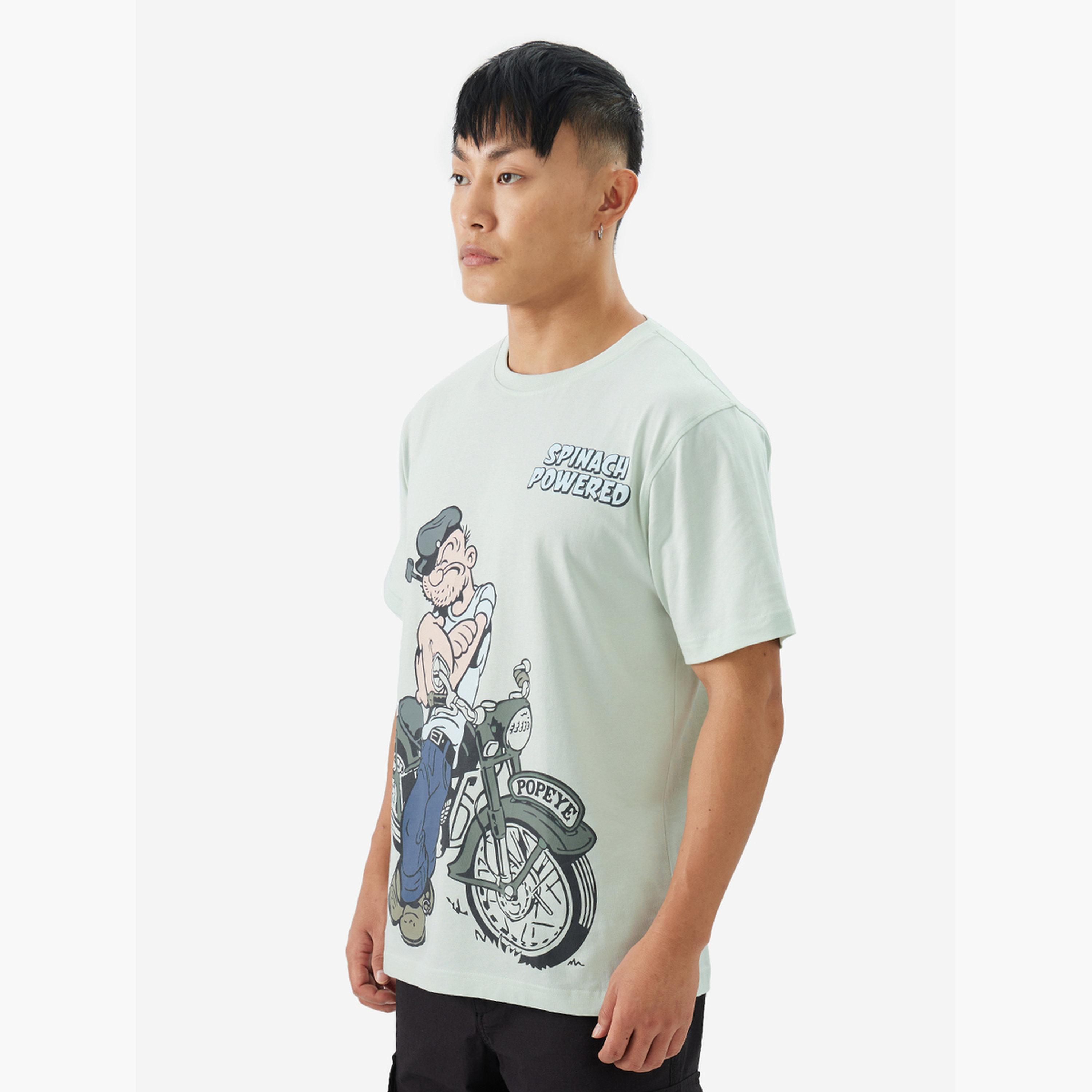 The Souled Store X Styli Men Green Popeye Graphic Relaxed Fit T-Shirt-men-clothing-tshirtsandpolos-tshirts-image-4