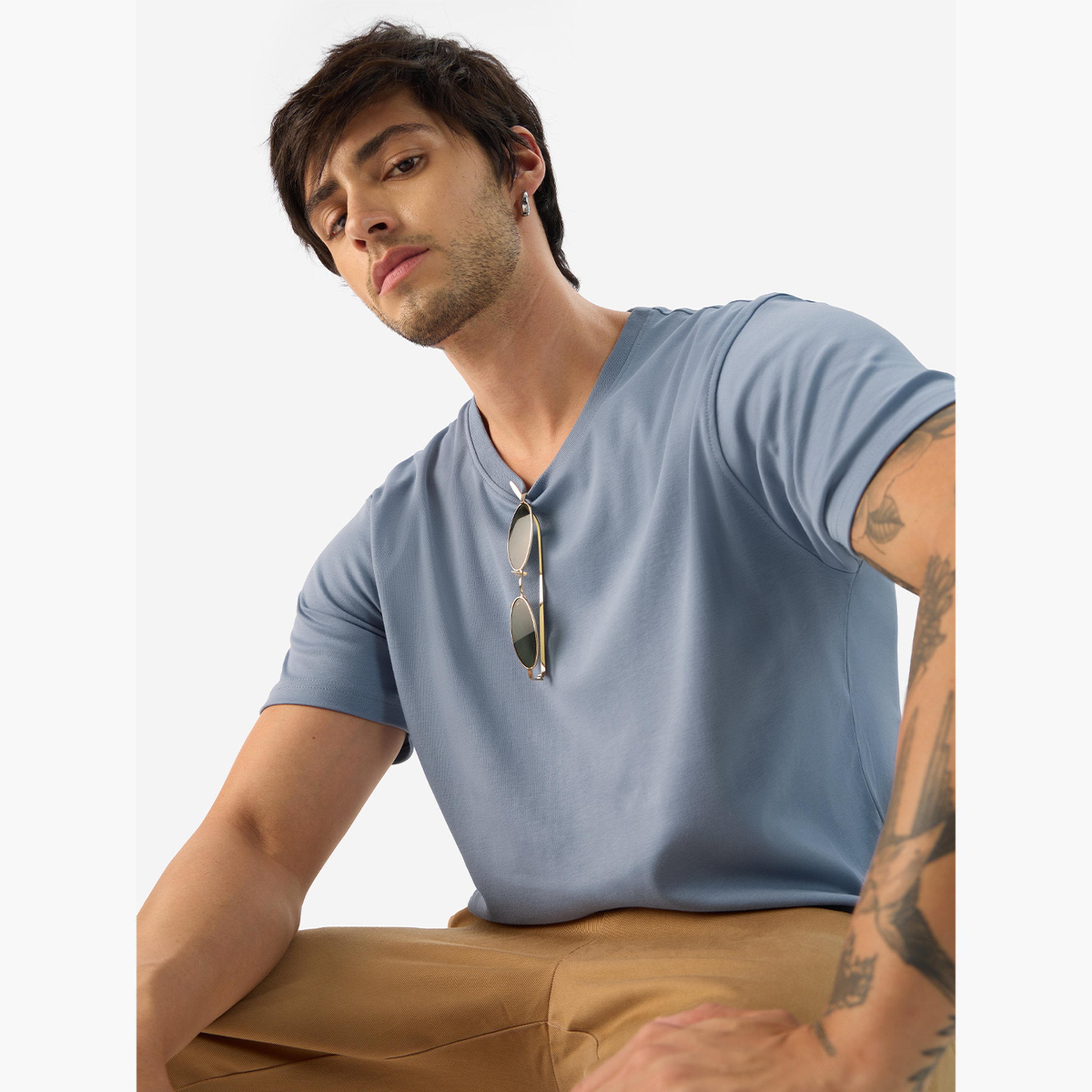 The Souled Store X Styli Men Blue Stonewash T-Shirt-men-clothing-tshirtsandpolos-tshirts-image-3