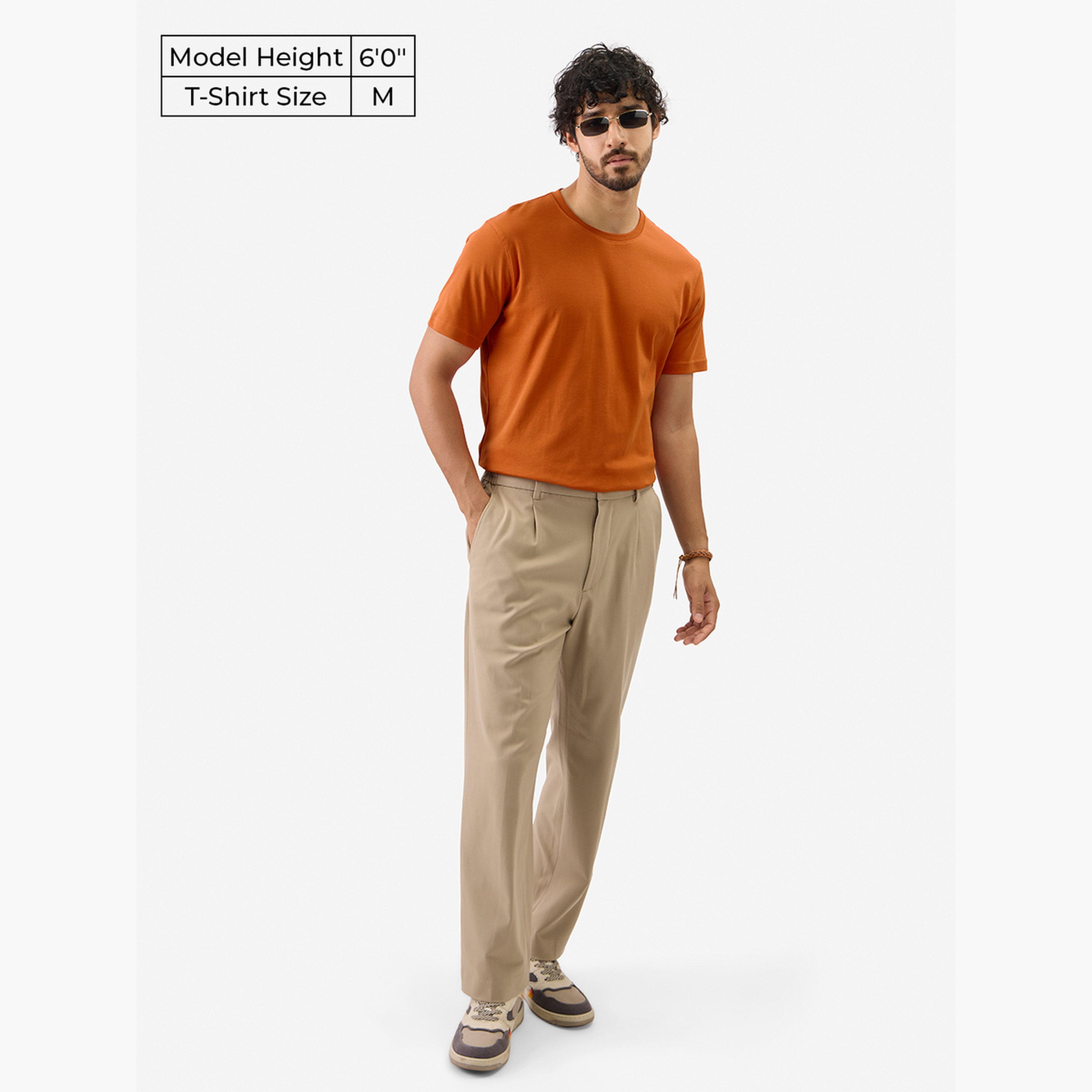 ذا سولد ستور × ستايلي - تي شيرت رجالي برتقالي سادة من القطن المتشابك-men-clothing-tshirtsandpolos-tshirts-image-2
