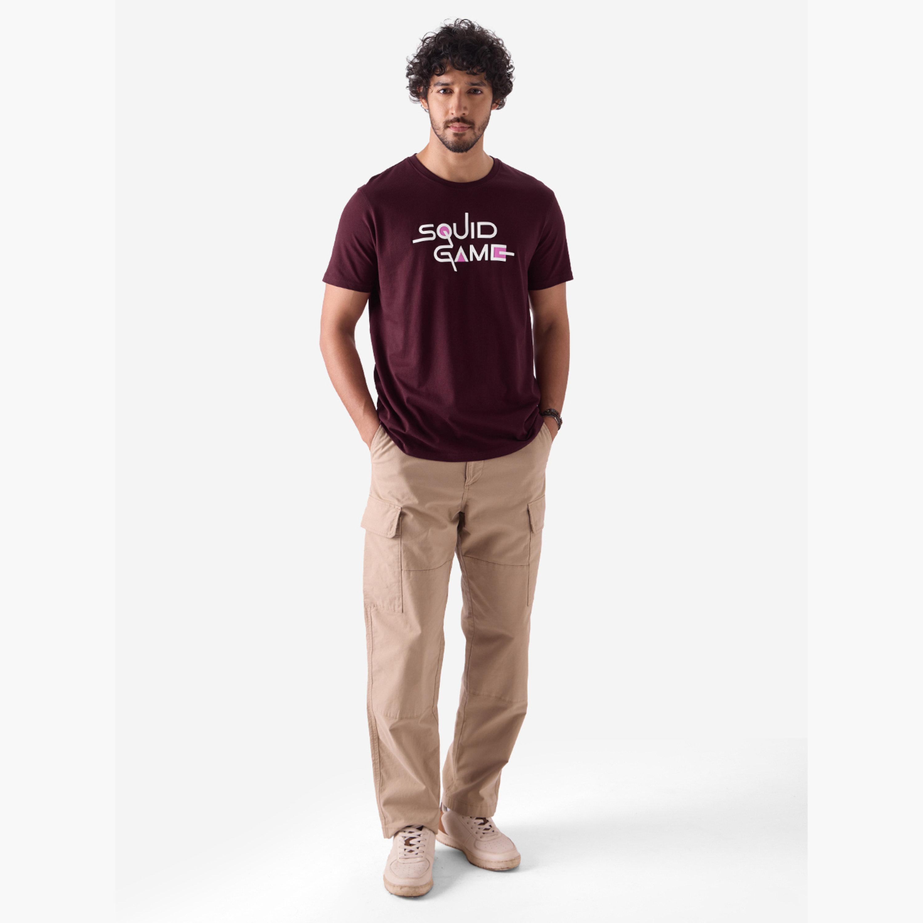 The Souled Store X Styli Men Burgundy Squid Game Logo T-Shirt-men-clothing-tshirtsandpolos-tshirts-image-2