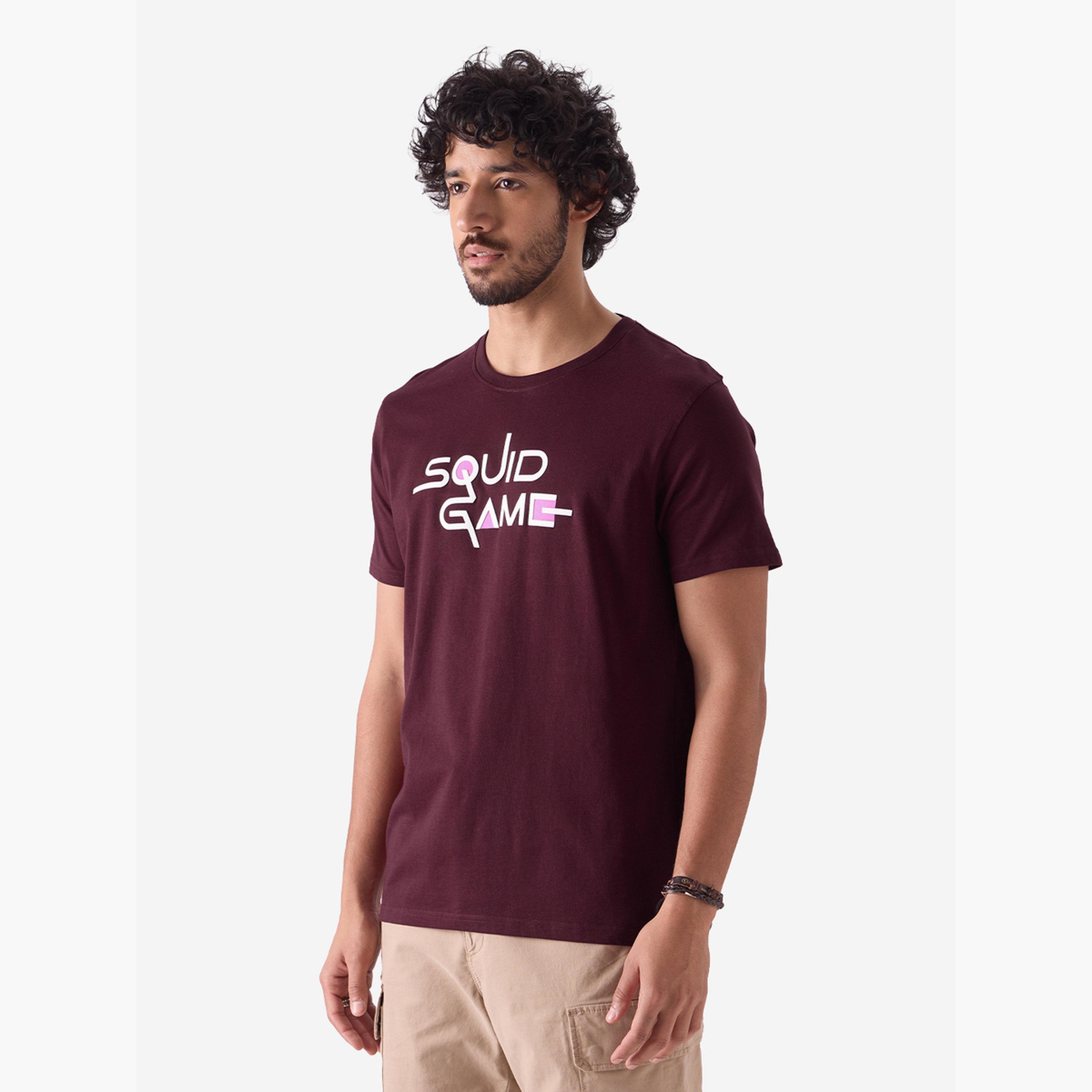 The Souled Store X Styli Men Burgundy Squid Game Logo T-Shirt-men-clothing-tshirtsandpolos-tshirts-image-4