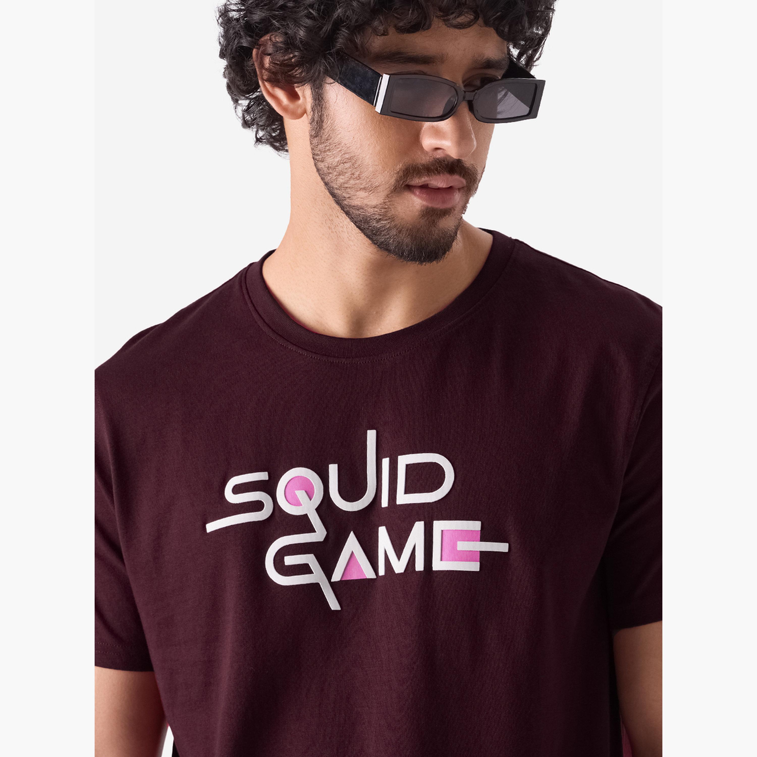 The Souled Store X Styli Men Burgundy Squid Game Logo T-Shirt-men-clothing-tshirtsandpolos-tshirts-image-5