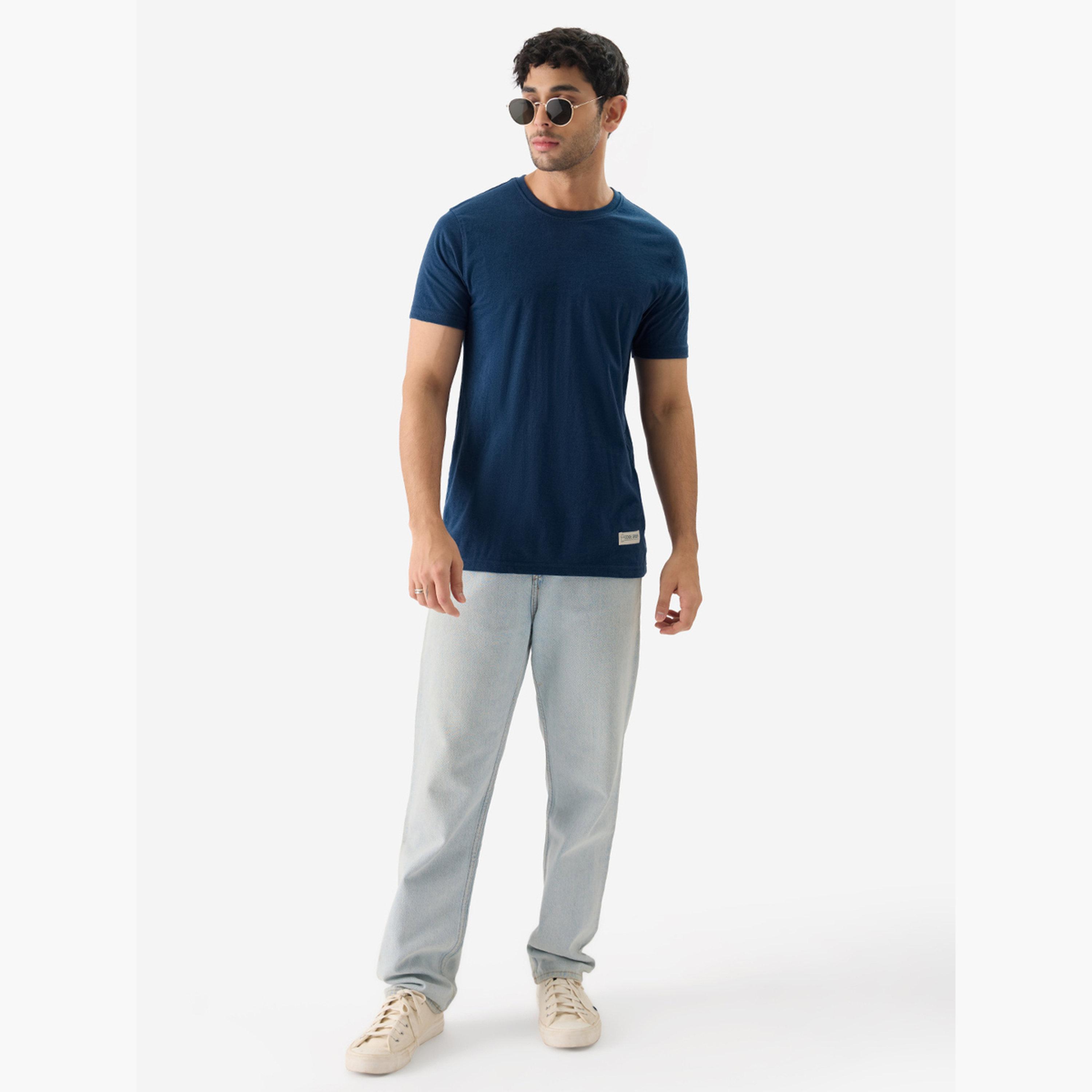 The Souled Store X Styli Men Blue Solid Sustainable T-Shirt-men-clothing-tshirtsandpolos-tshirts-image-2