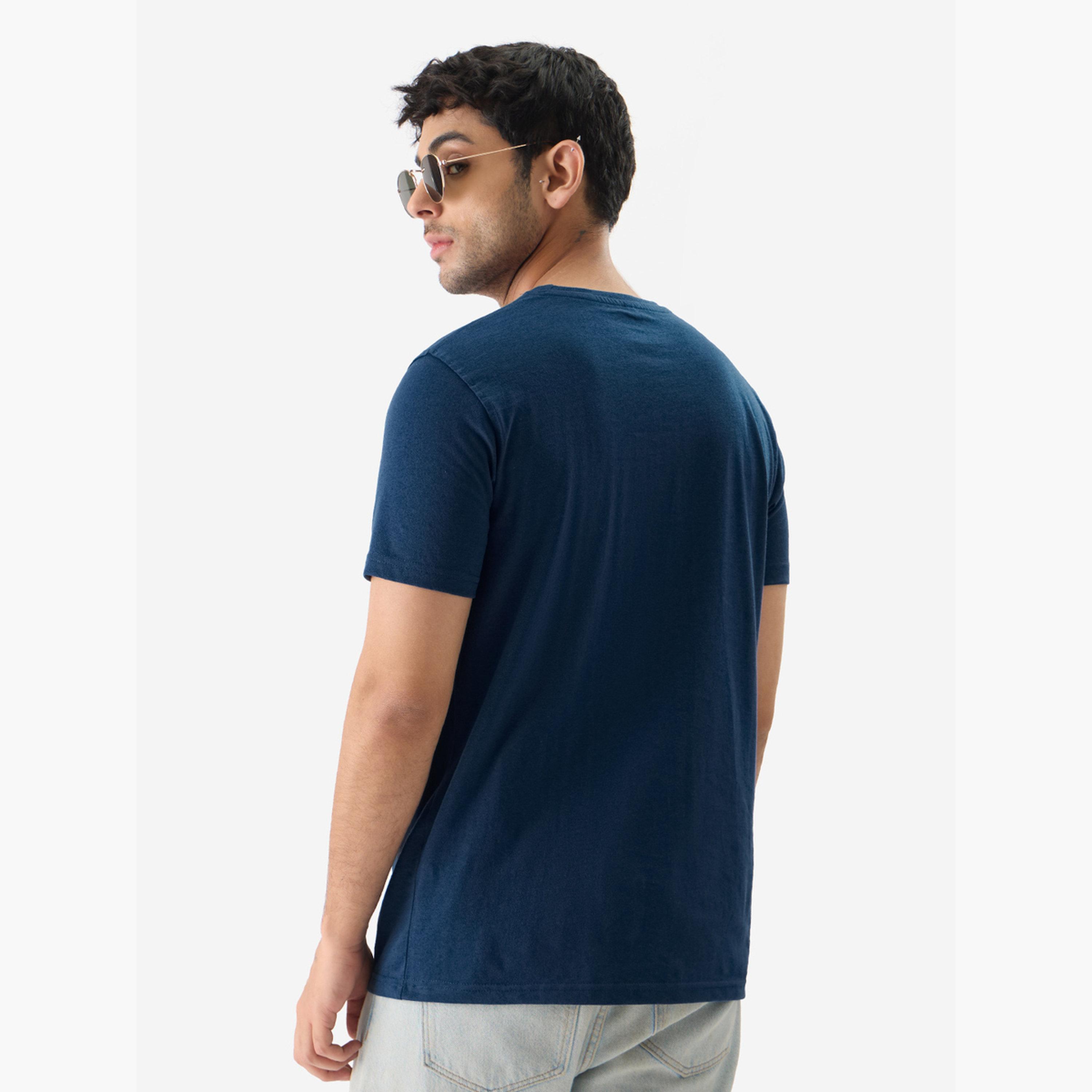 The Souled Store X Styli Men Blue Solid Sustainable T-Shirt-men-clothing-tshirtsandpolos-tshirts-image-4