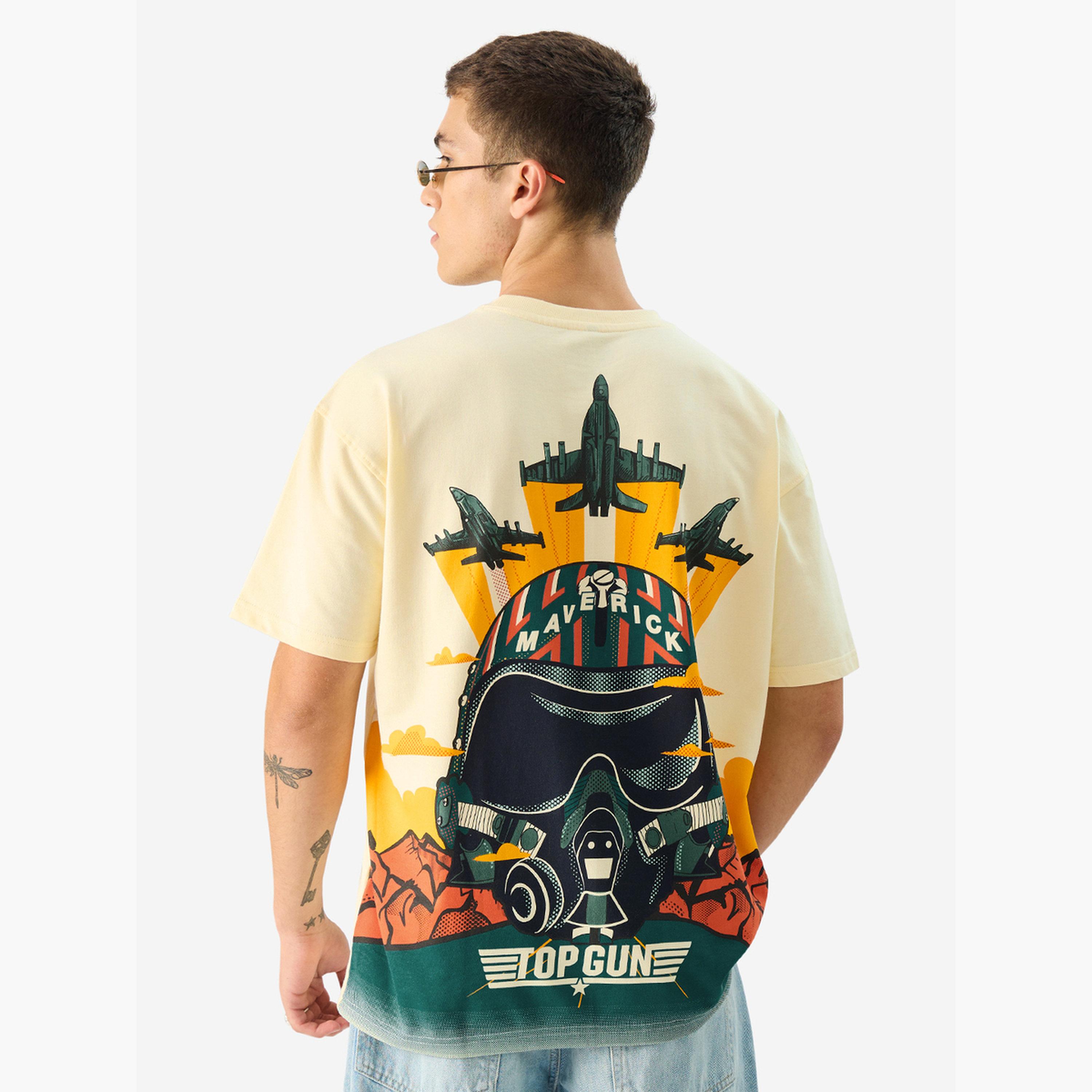 The Souled Store X Styli Men Cream Top Gun Graphic Oversized T-Shirt-men-clothing-tshirtsandpolos-tshirts-image-2