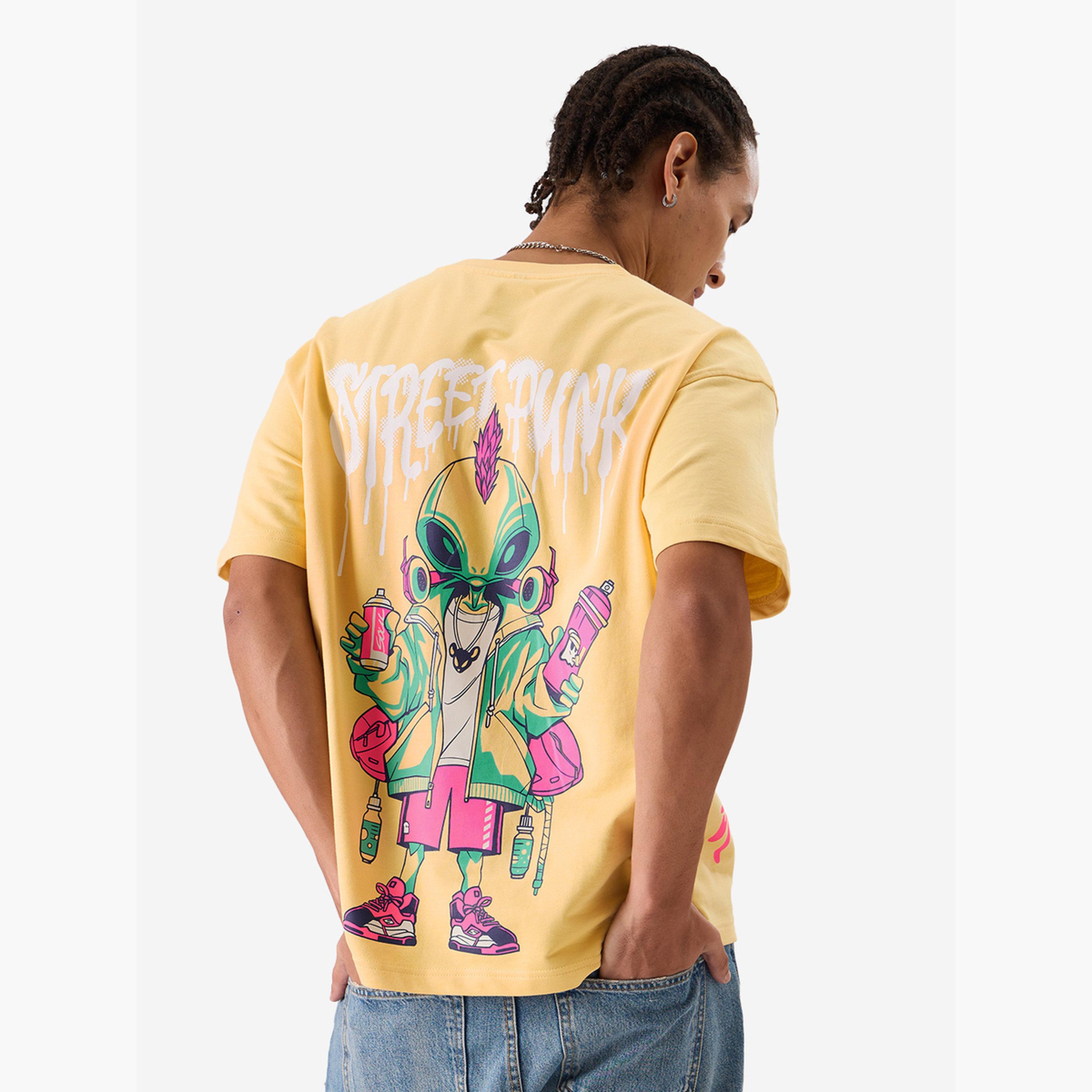 ذا سولد ستور × ستايلي - تي شيرت رجالي حجم كبير برسومات جرافيكية لشخصية فضائي ستريت بانك-men-clothing-tshirtsandpolos-tshirts-image-2