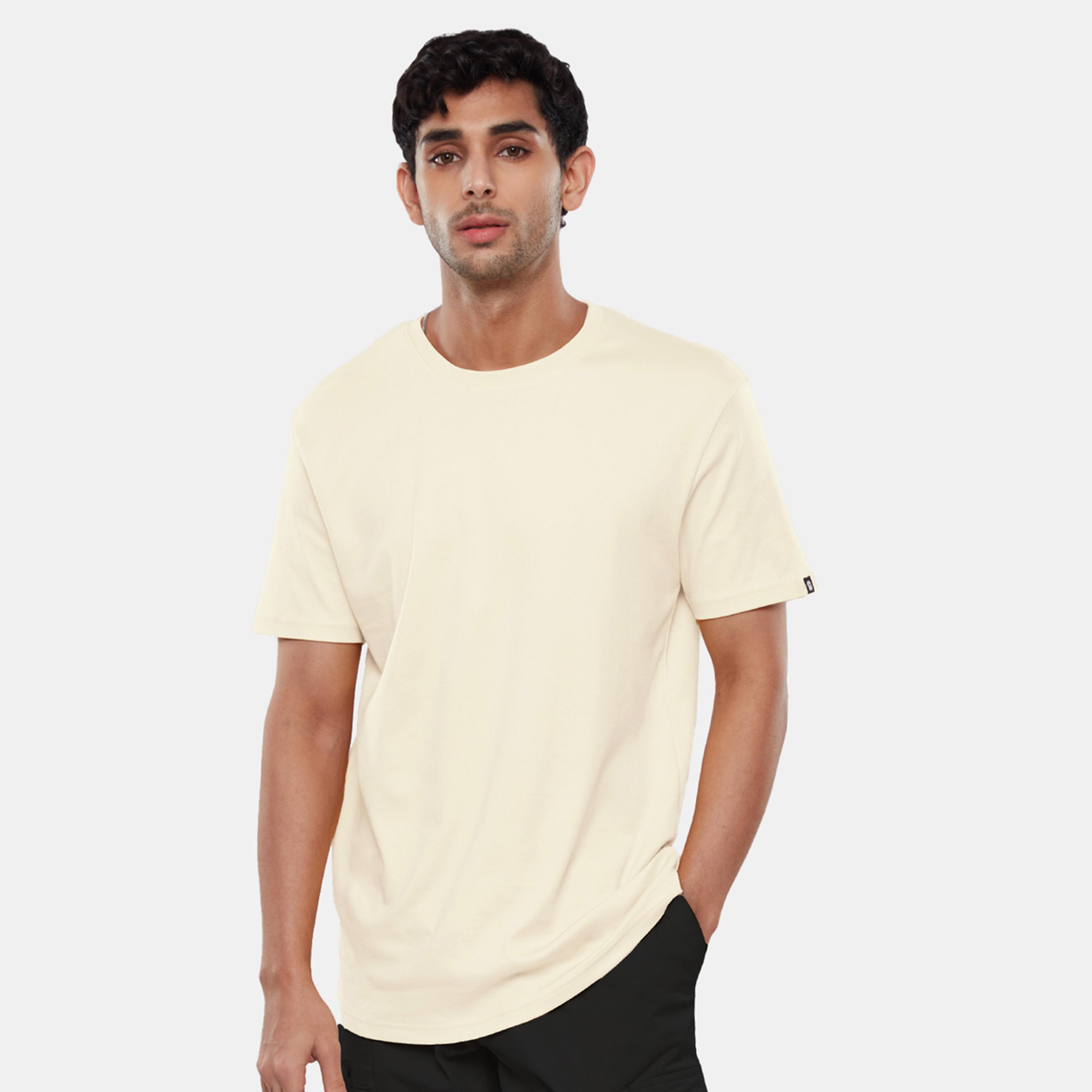 The Souled Store X Styli Men Off White Plain Interlock Cotton T-Shirt-men-clothing-tshirtsandpolos-tshirts-image-1