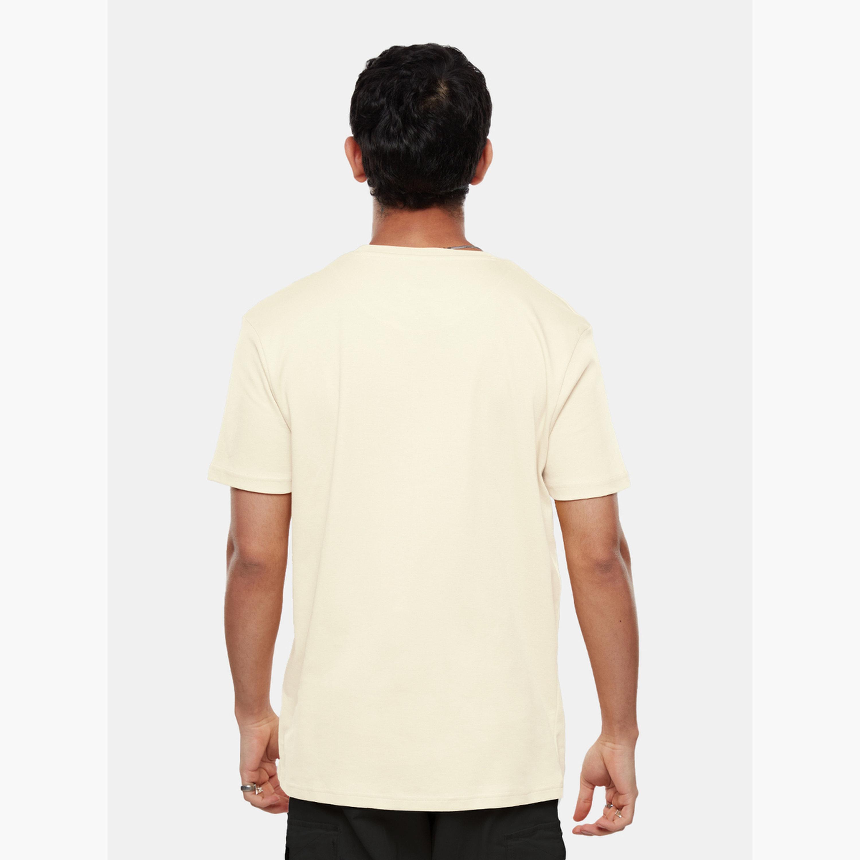 The Souled Store X Styli Men Off White Plain Interlock Cotton T-Shirt-men-clothing-tshirtsandpolos-tshirts-image-2