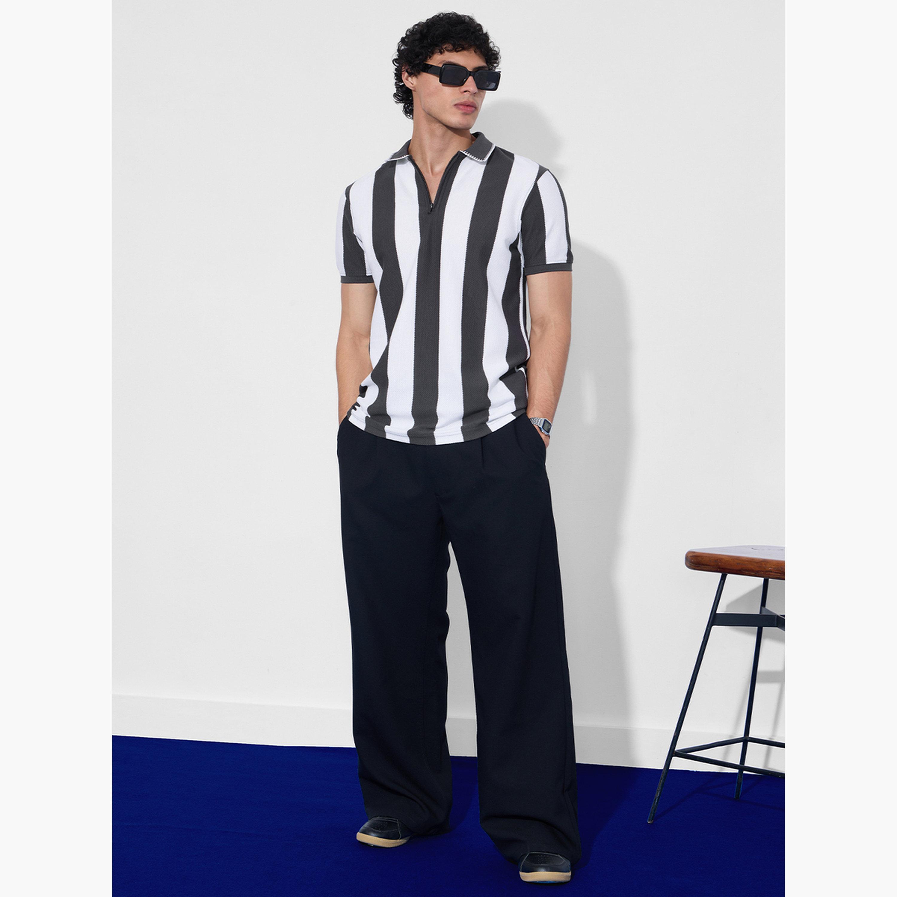ذا سولد ستور × ستايلي - قميص بولو رمادي مخطط للرجال-men-clothing-tshirtsandpolos-tshirts-image-2