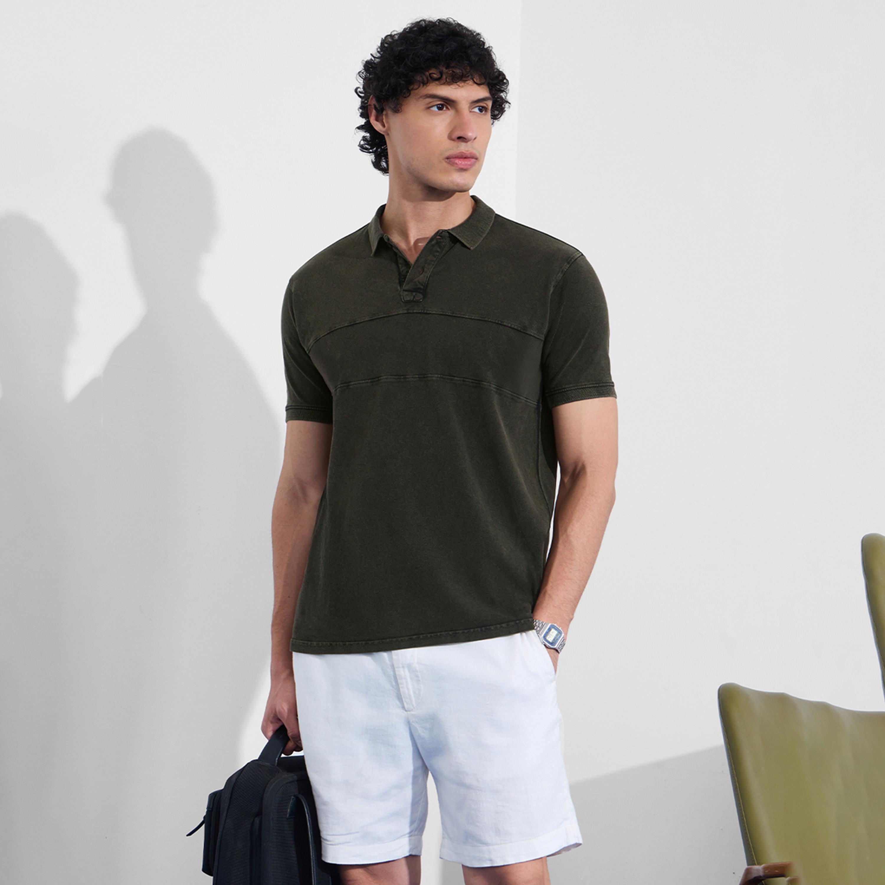 The Souled Store X Styli Men Dark Green Vintage Wash Polo-men-clothing-tshirtsandpolos-tshirts-image-1