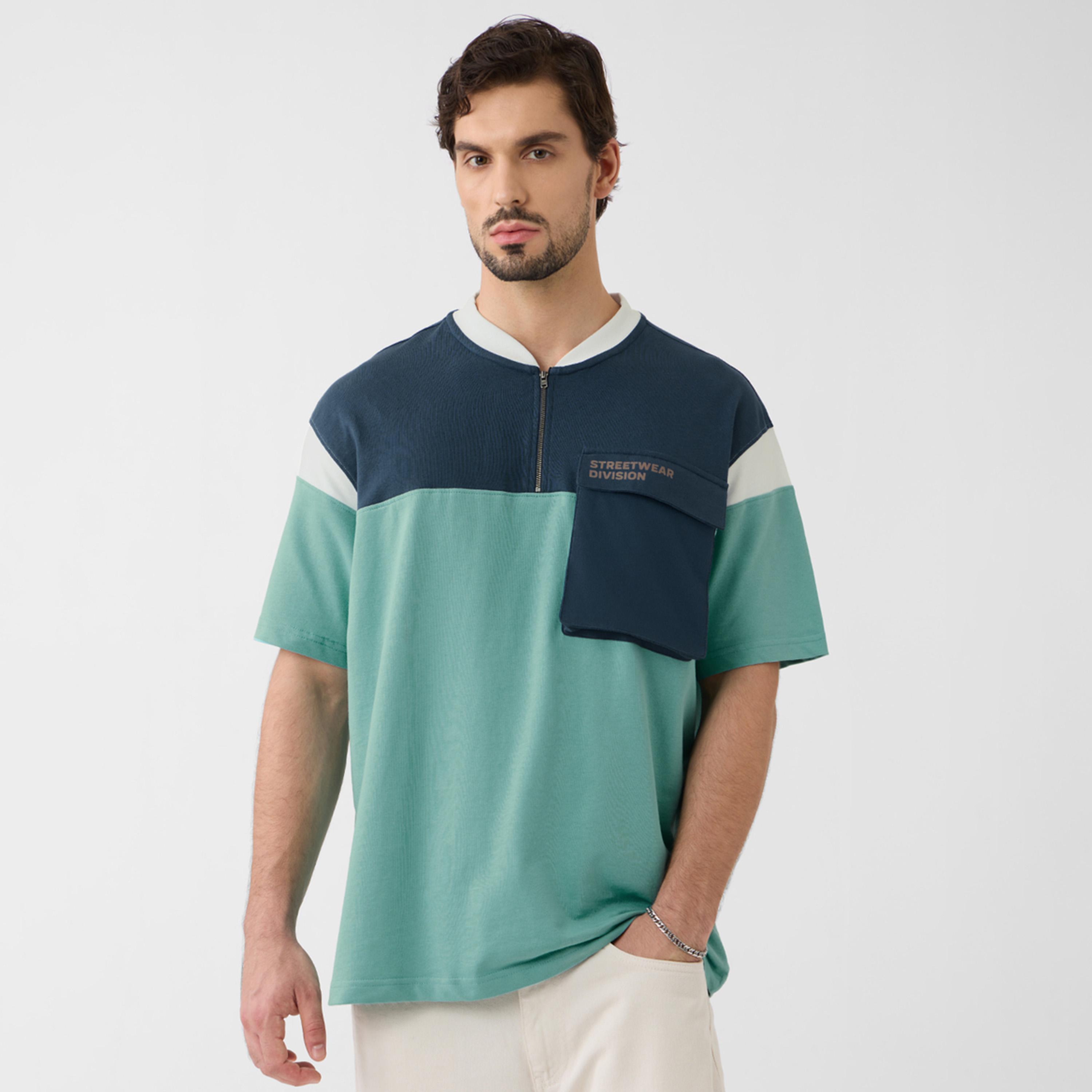 The Souled Store X Styli Men Green Color Block Oversized Polo-men-clothing-tshirtsandpolos-tshirts-image-1