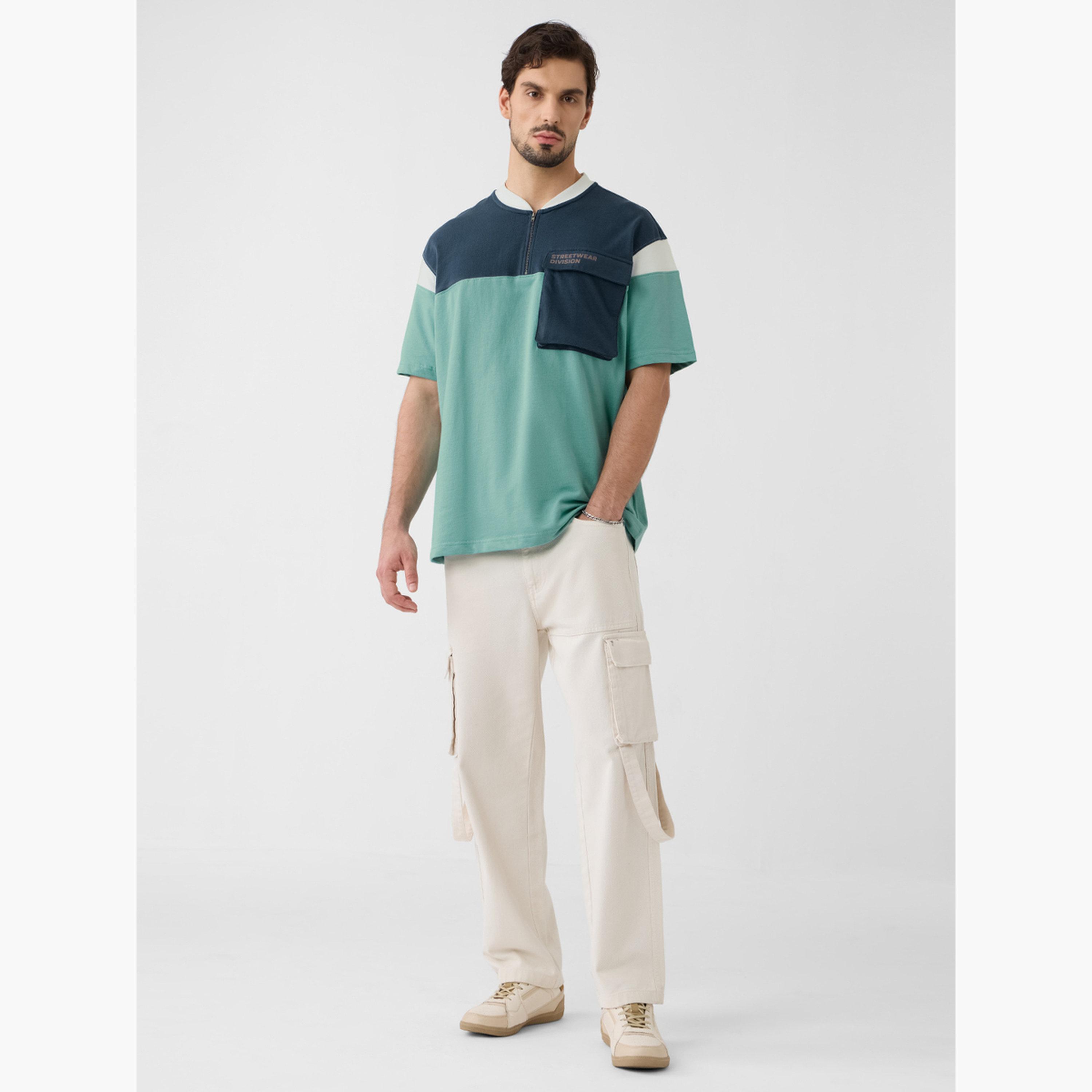 The Souled Store X Styli Men Green Color Block Oversized Polo-men-clothing-tshirtsandpolos-tshirts-image-2
