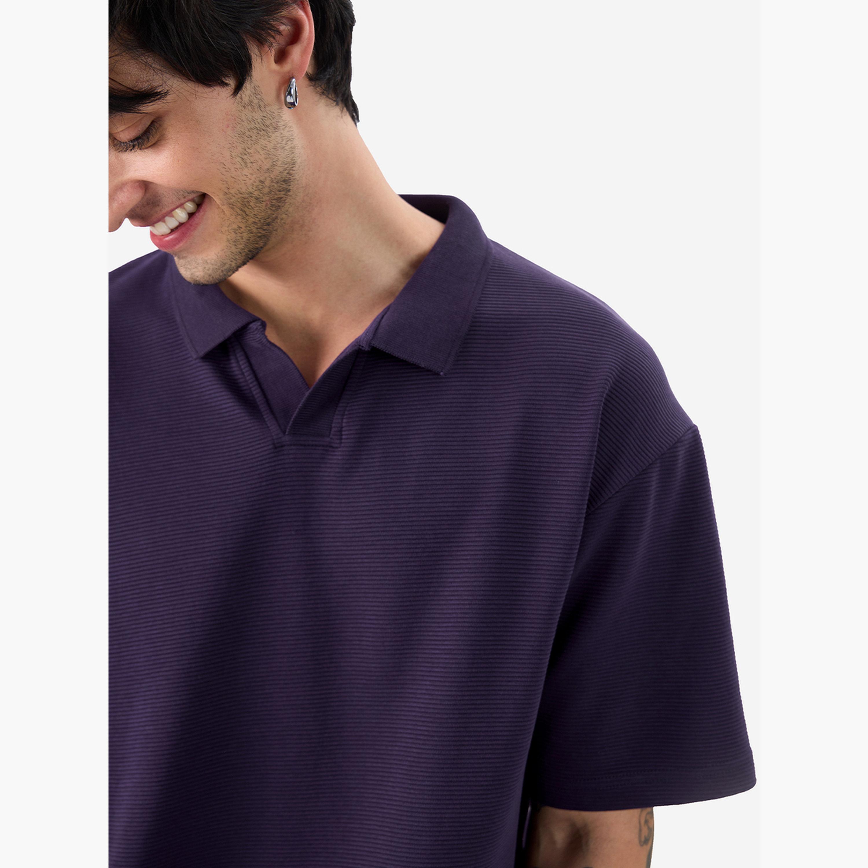 ذا سولد ستور × ستايلي - قميص بولو رجالي أرجواني اللون محبوك وحجم كبير-men-clothing-tshirtsandpolos-tshirts-image-5