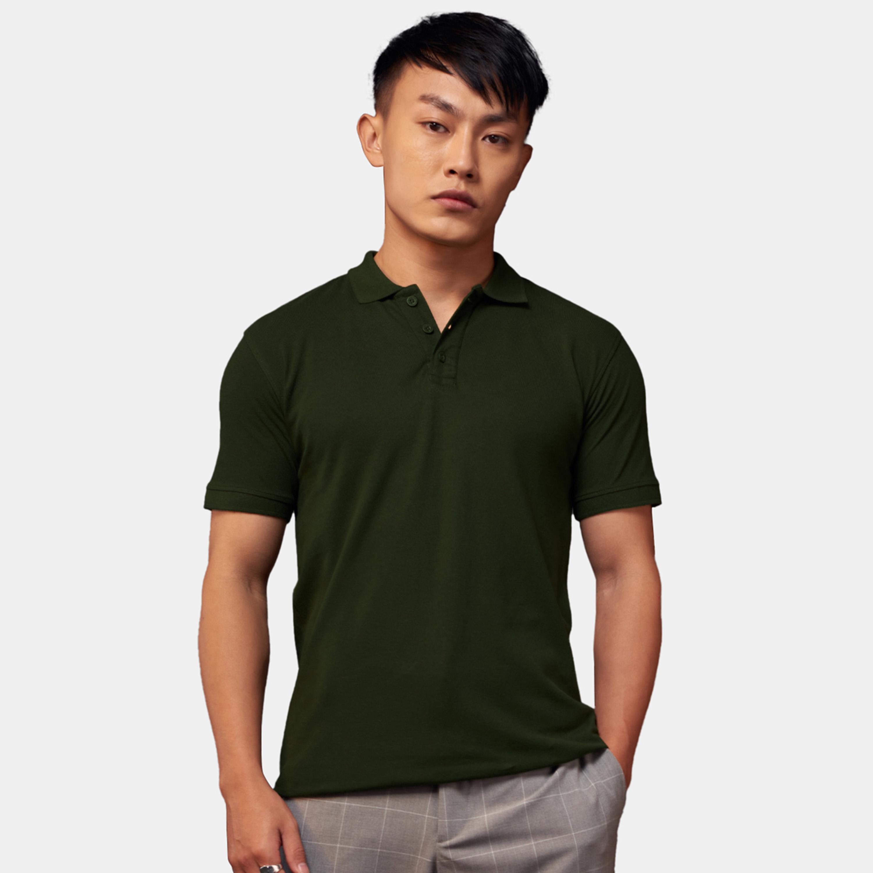 ذا سولد ستور × ستايلي - قميص بولو رجالي ضيق لون أخضر الداكن-men-clothing-tshirtsandpolos-tshirts-image-1