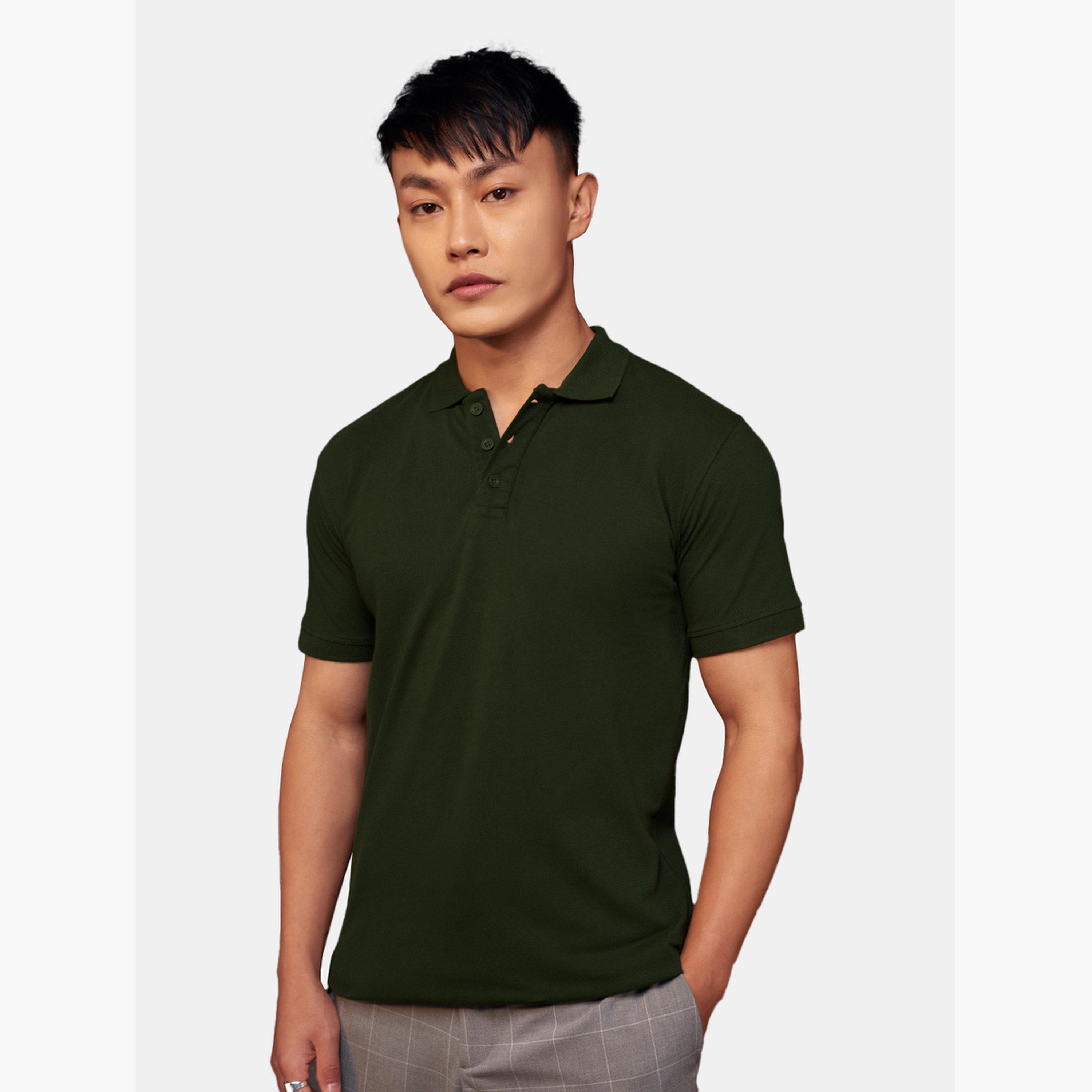 ذا سولد ستور × ستايلي - قميص بولو رجالي ضيق لون أخضر الداكن-men-clothing-tshirtsandpolos-tshirts-image-3