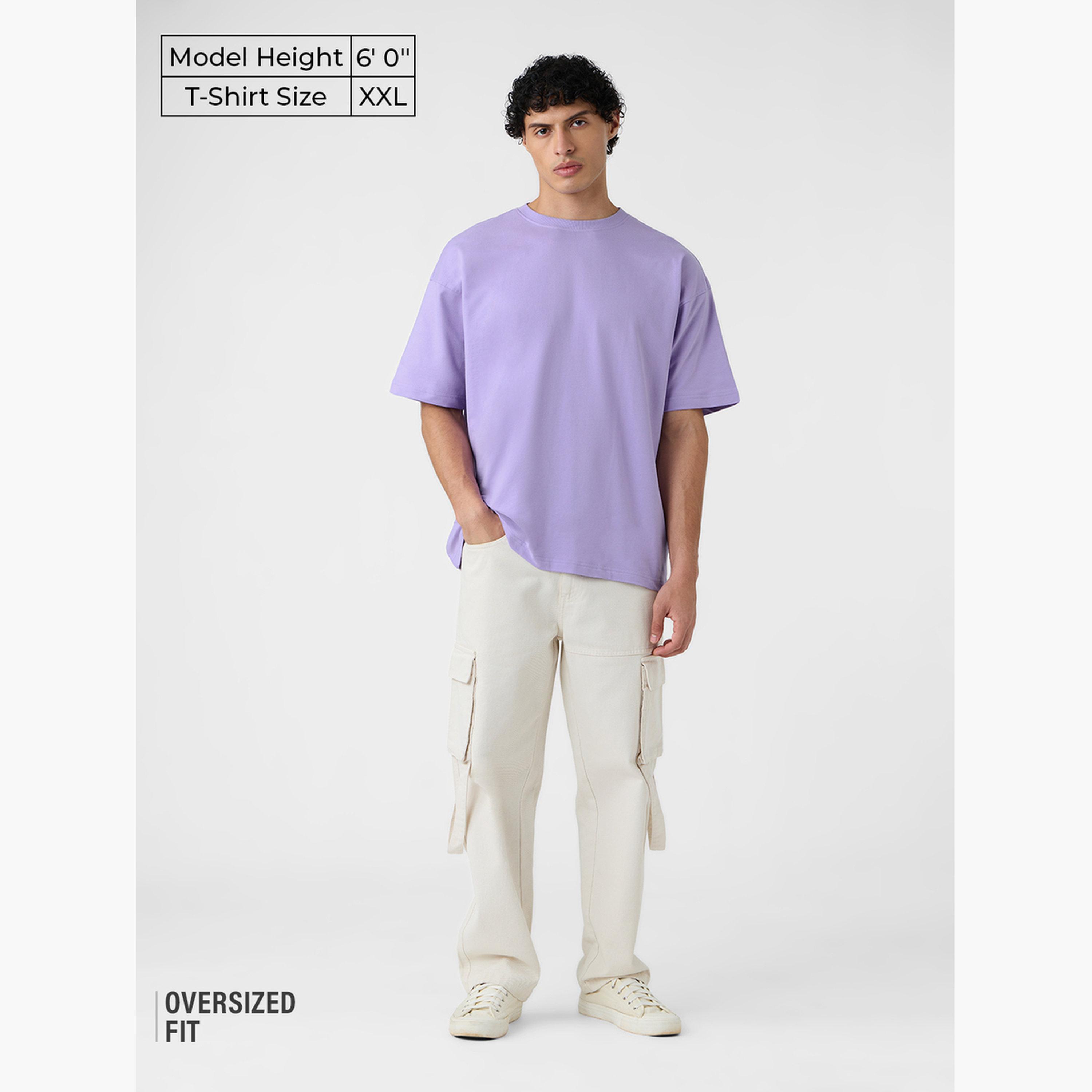 ذا سولد ستور × ستايلي - تي شيرت رجالي كاجوال حجم كبير لون أرجواني-men-clothing-tshirtsandpolos-tshirts-image-2
