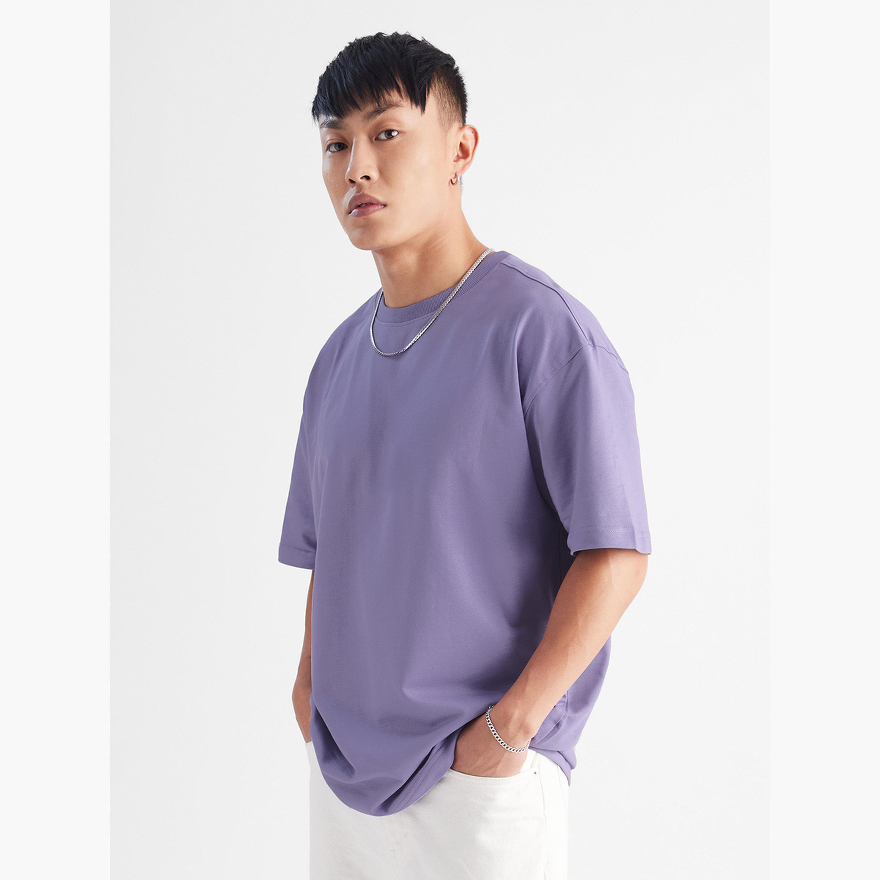 The Souled Store X Styli Men Purple Oversized Cotton T-Shirt-men-clothing-tshirtsandpolos-tshirts-image-4