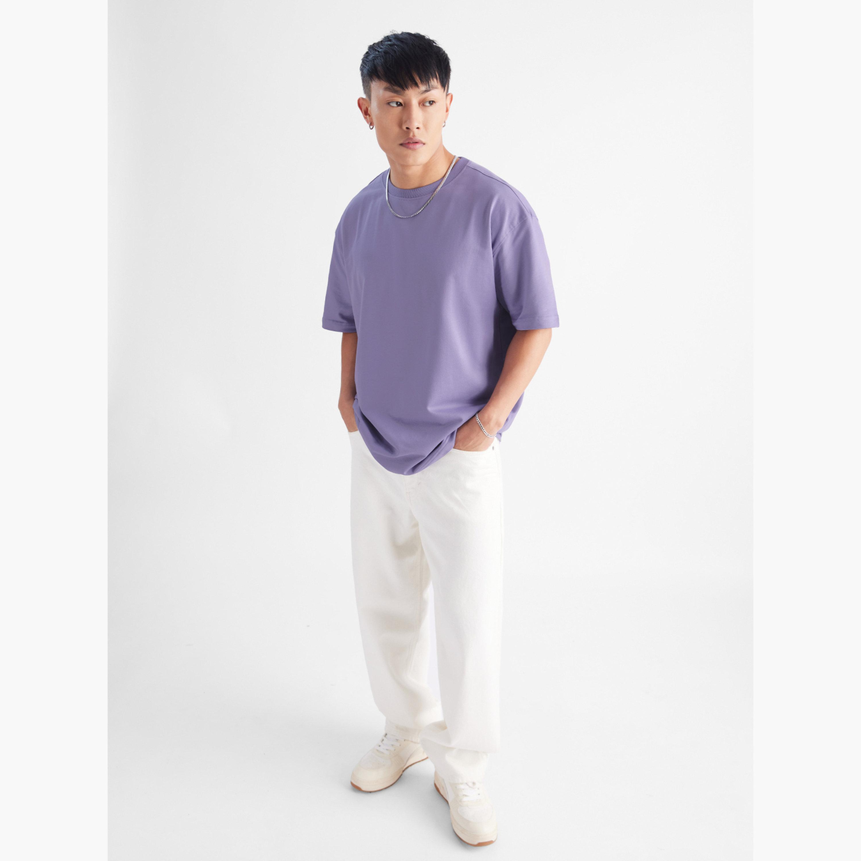 ذا سولد ستور × ستايلي - تي شيرت رجالي قطني حجم كبير لون أرجواني-men-clothing-tshirtsandpolos-tshirts-image-5