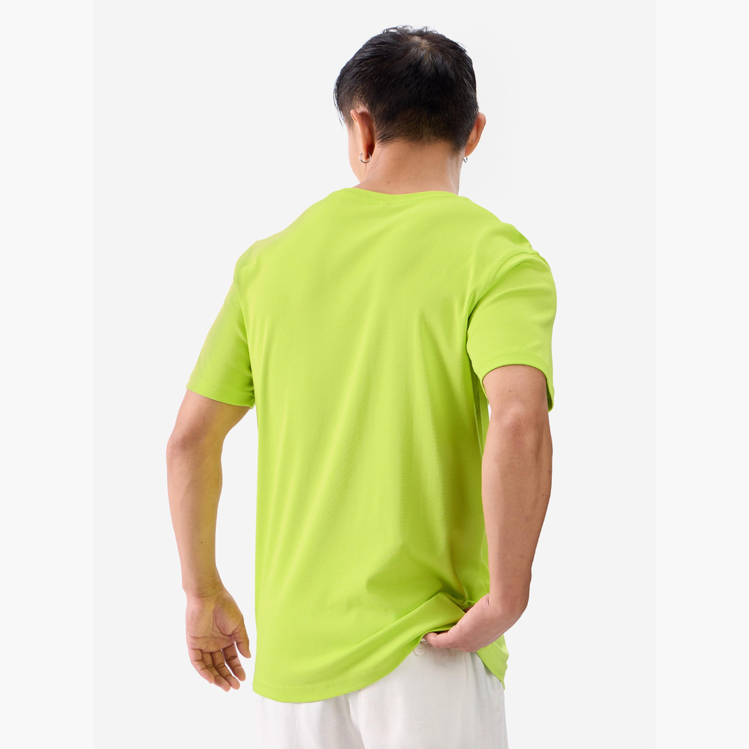 The Souled Store X Styli Men Neon Green Plain Interlock Cotton T-Shirt-men-clothing-tshirtsandpolos-tshirts-image-4