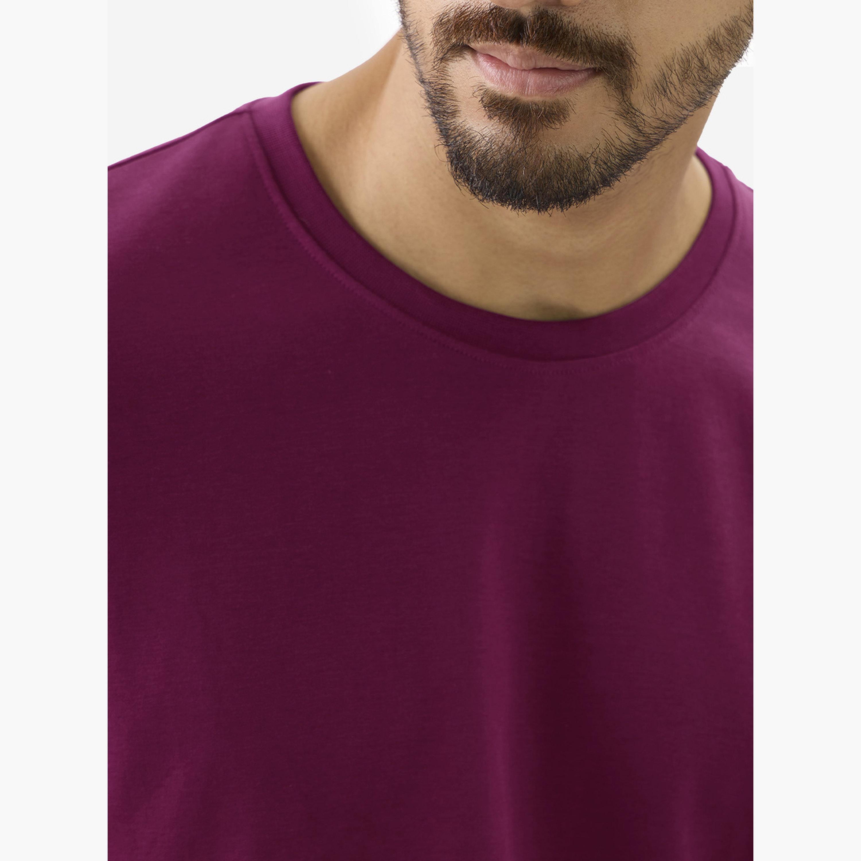 ذا سولد ستور × ستايلي - تي شيرت رجالي من القطن المتشابك بلون برغندي سادة-men-clothing-tshirtsandpolos-tshirts-image-5