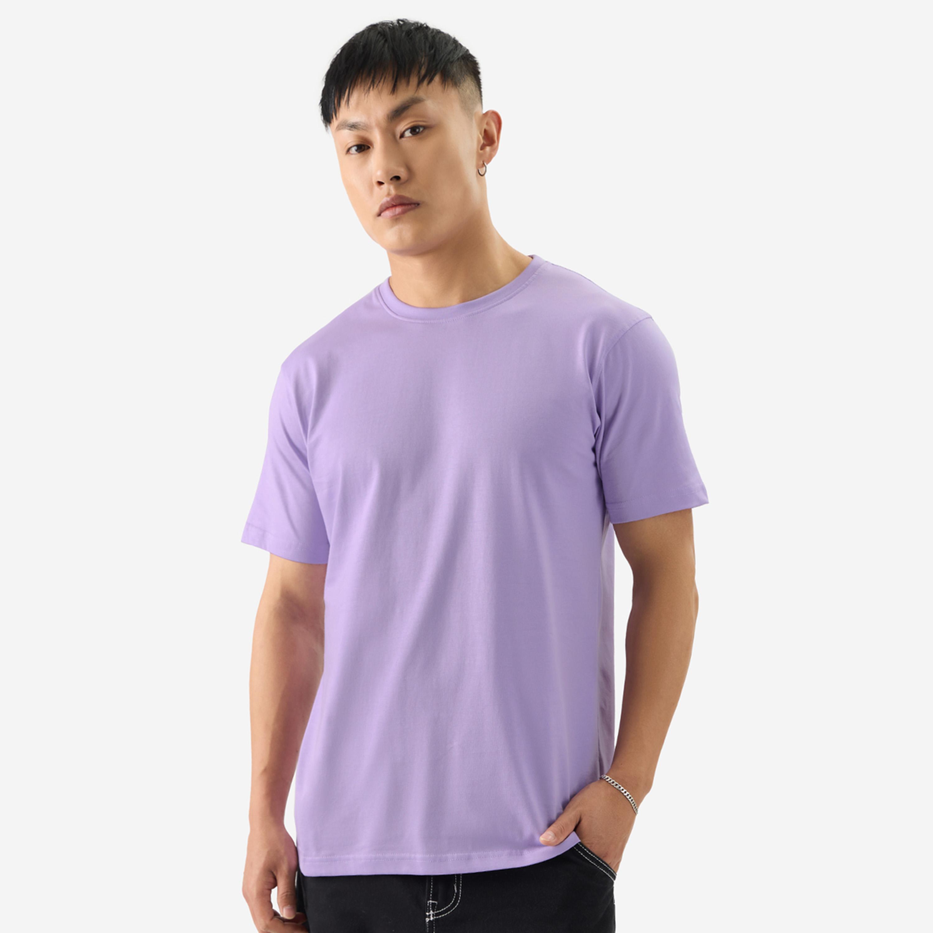 The Souled Store X Styli Men Purple Plain Casual T-Shirt-men-clothing-tshirtsandpolos-tshirts-image-1