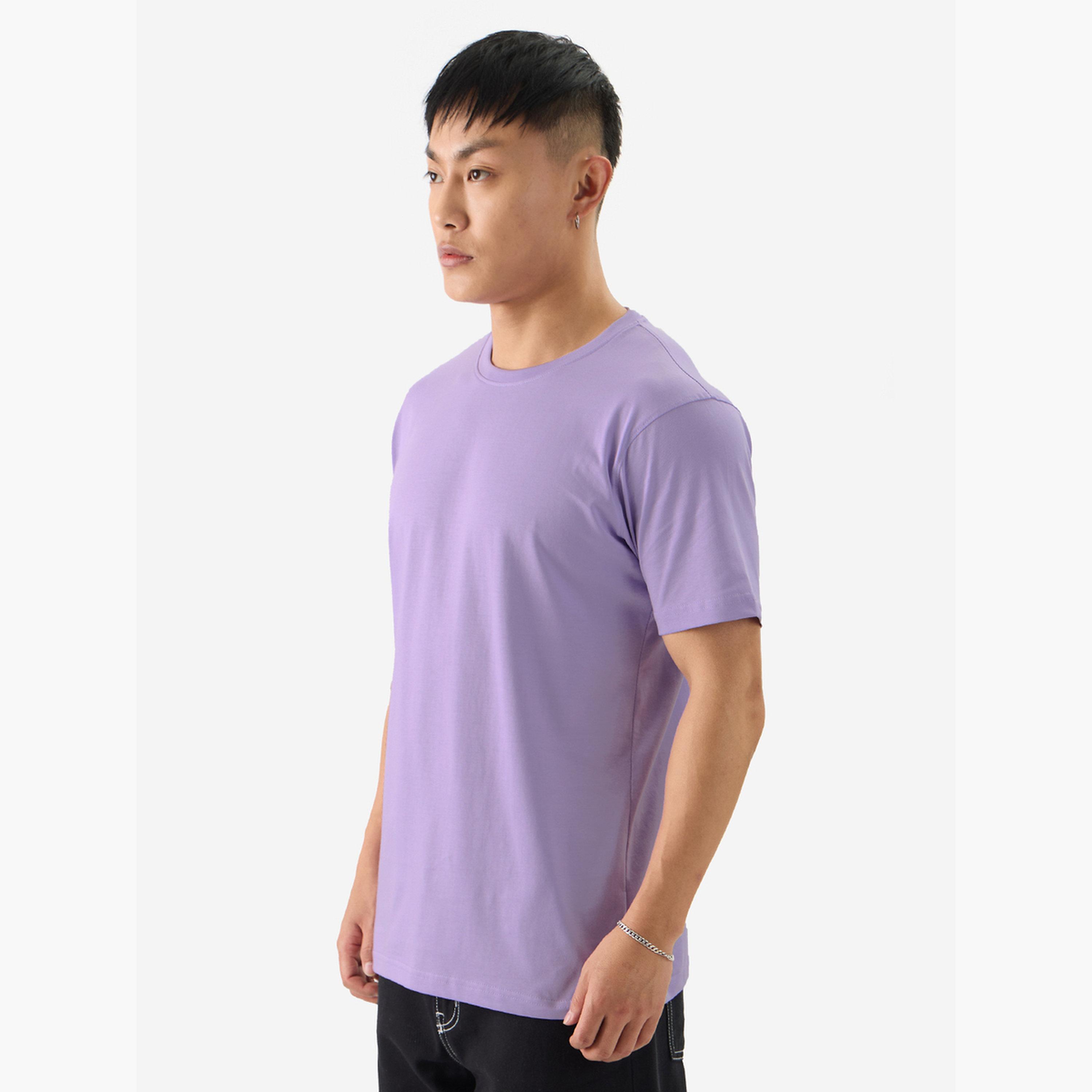 The Souled Store X Styli Men Purple Plain Casual T-Shirt-men-clothing-tshirtsandpolos-tshirts-image-3