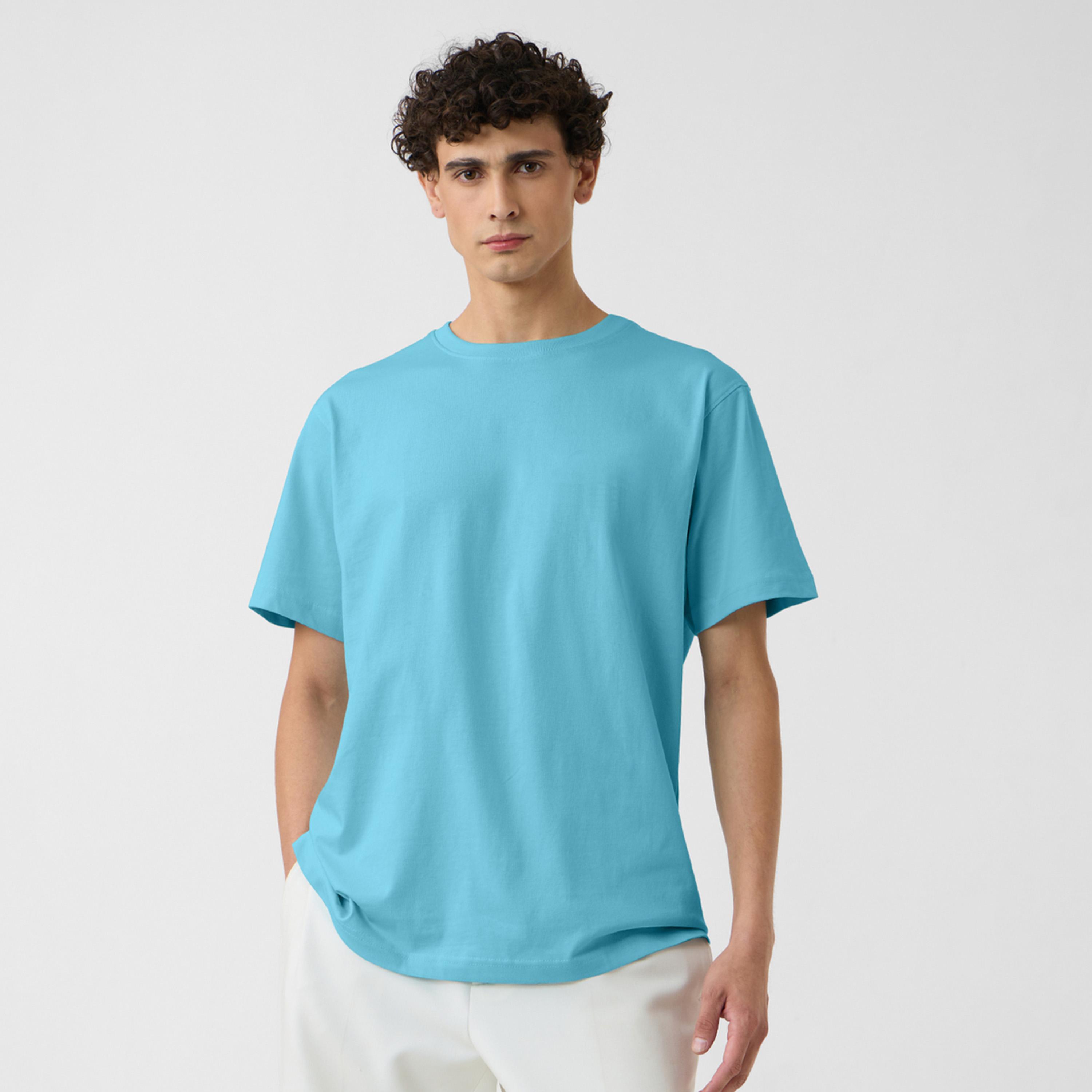 The Souled Store X Styli Men Blue Relaxed Fit Cotton T-Shirt-men-clothing-tshirtsandpolos-tshirts-image-1