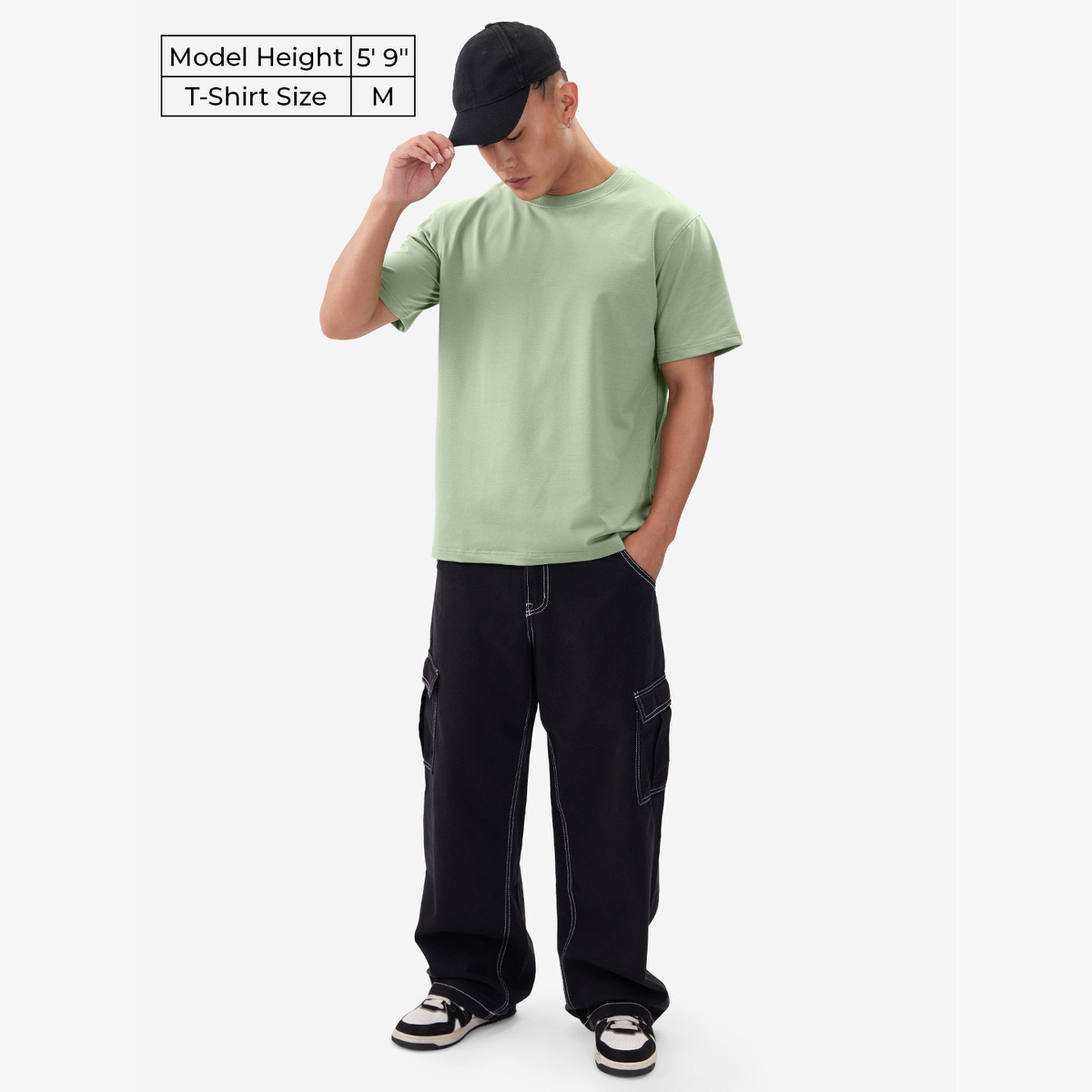 The Souled Store X Styli Men Green Solid Round Neck T-Shirt-men-clothing-tshirtsandpolos-tshirts-image-2