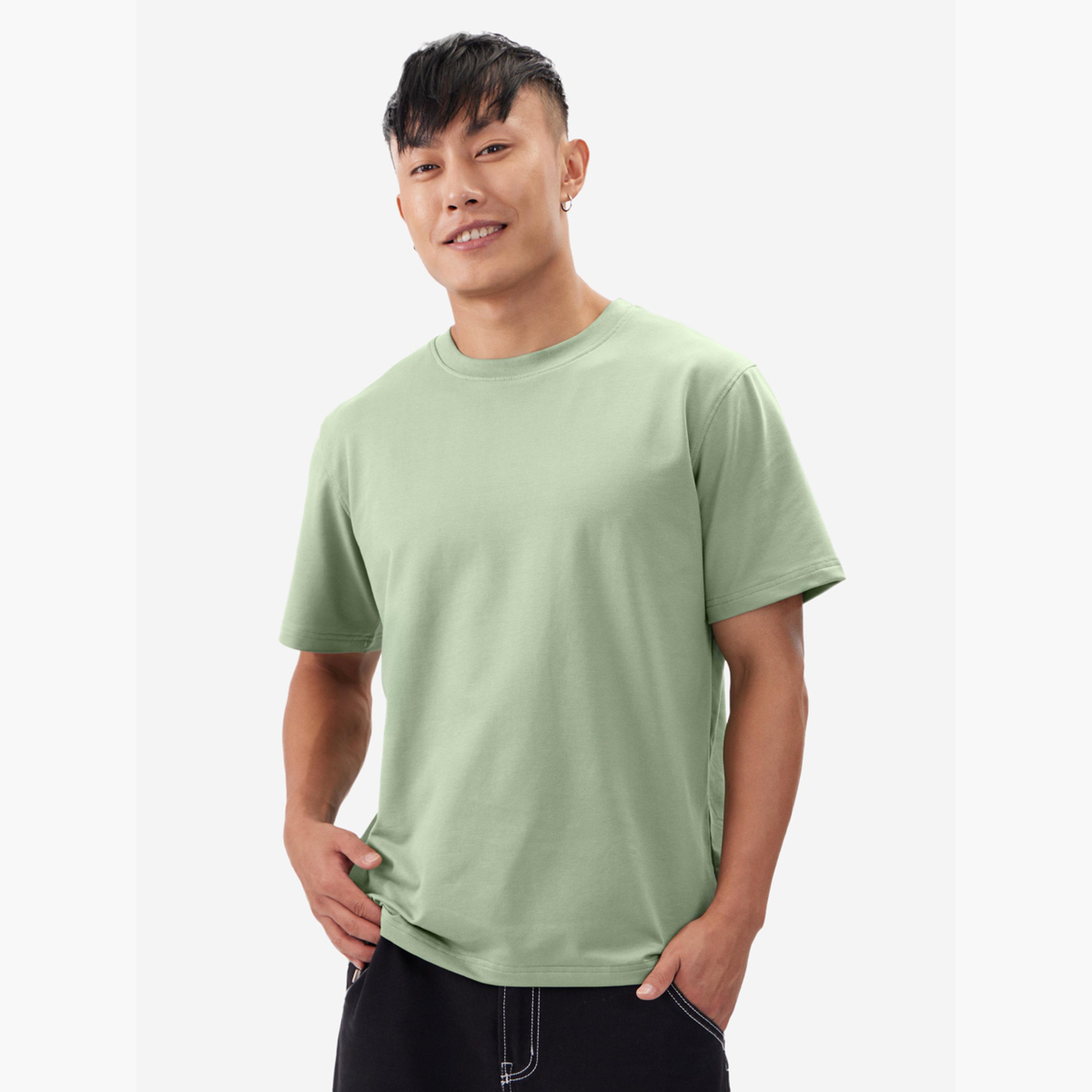 ذا سولد ستور × ستايلي - تي شيرت رجالي أخضر سادة برقبة دائرية-men-clothing-tshirtsandpolos-tshirts-image-3