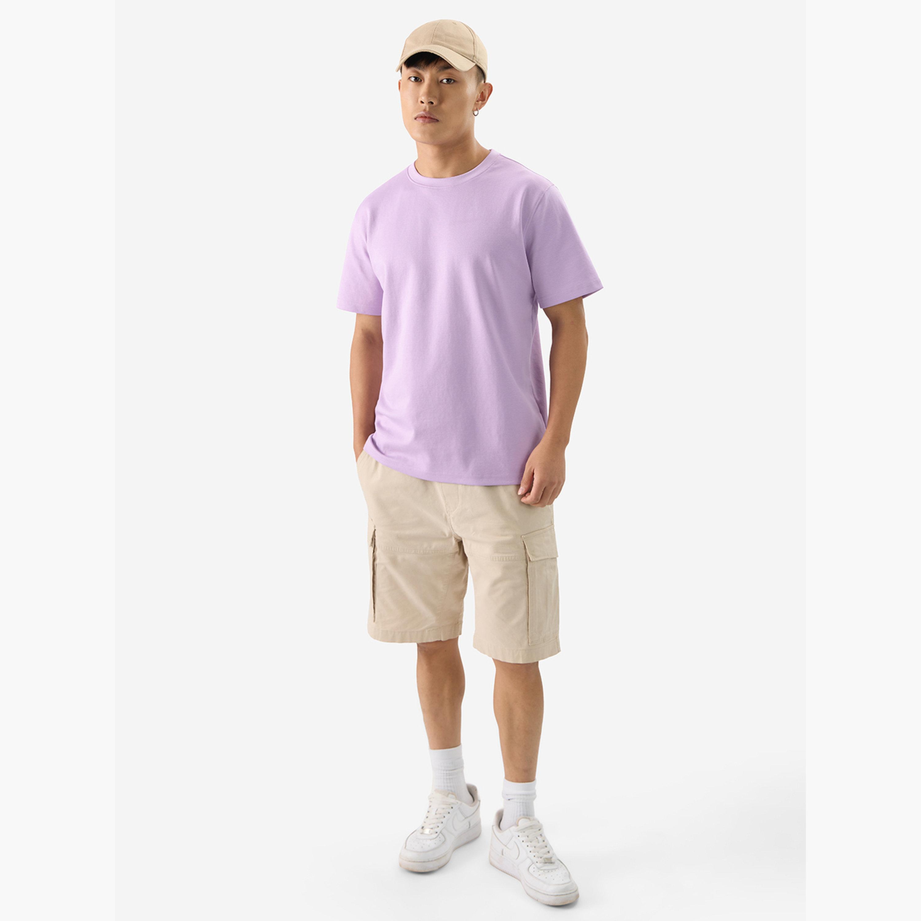 ذا سولد ستور × ستايلي - تي شيرت رجالي كاجوال سادة بلون أرجواني-men-clothing-tshirtsandpolos-tshirts-image-2