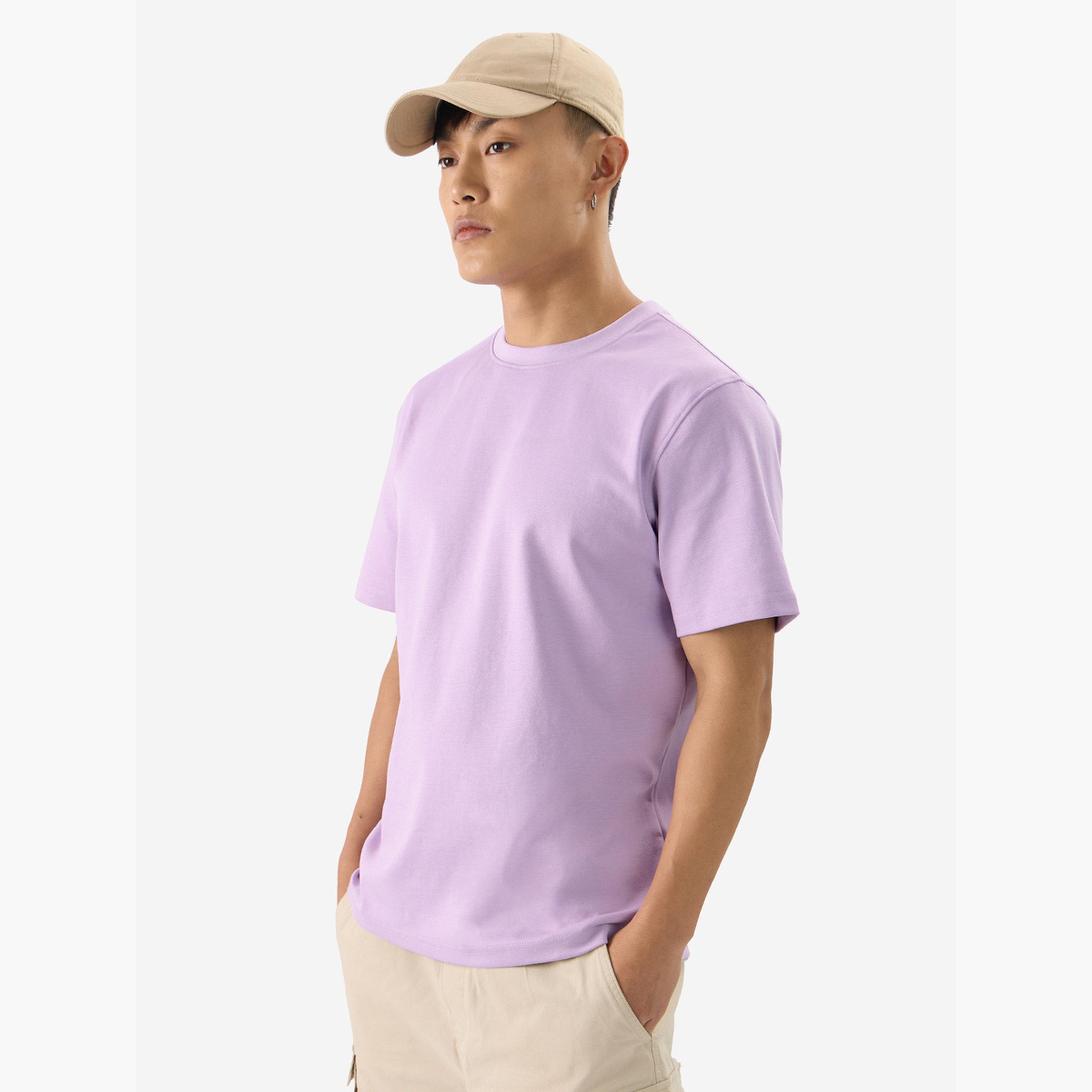 ذا سولد ستور × ستايلي - تي شيرت رجالي كاجوال سادة بلون أرجواني-men-clothing-tshirtsandpolos-tshirts-image-3