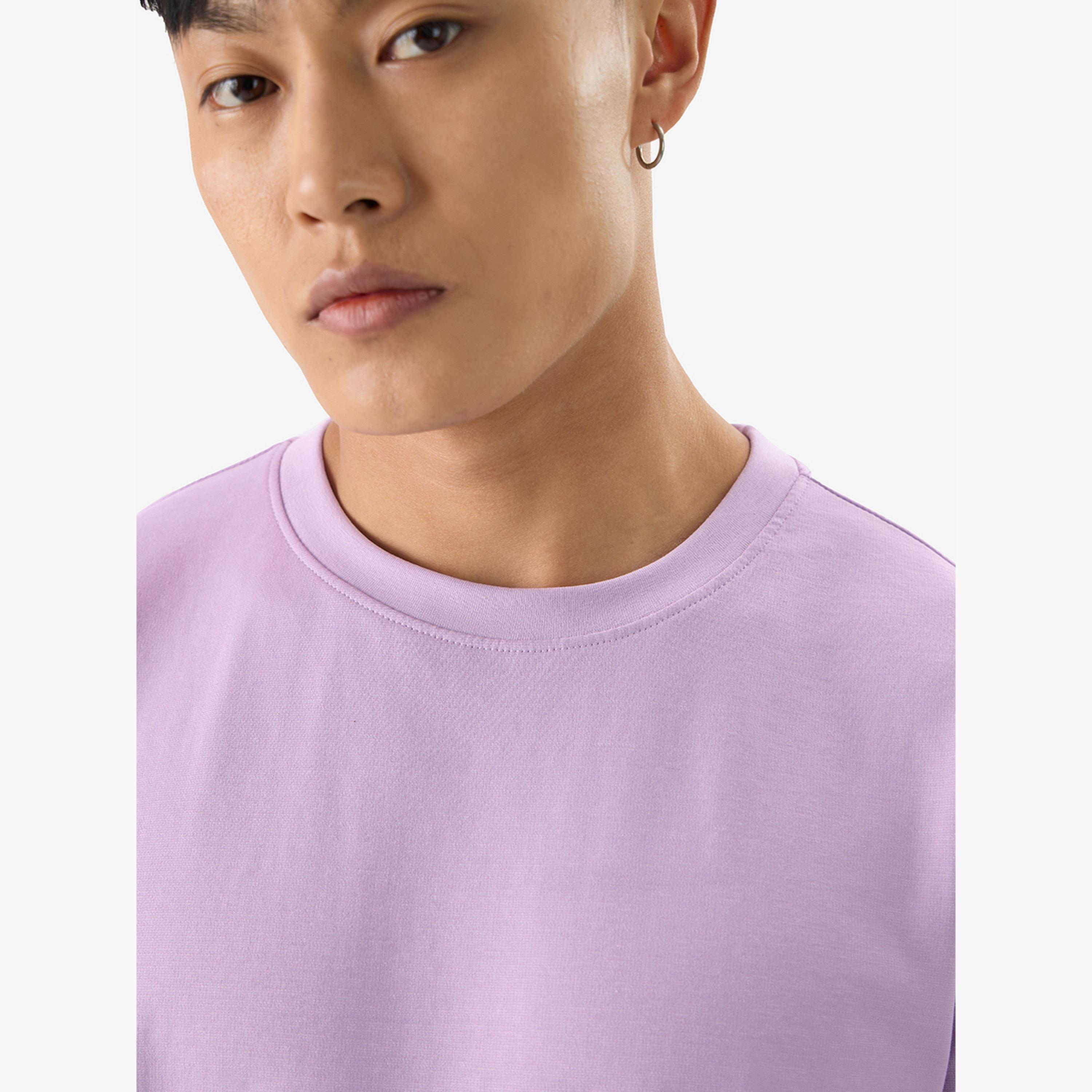 The Souled Store X Styli Men Lilac Plain Casual T-Shirt-men-clothing-tshirtsandpolos-tshirts-image-5