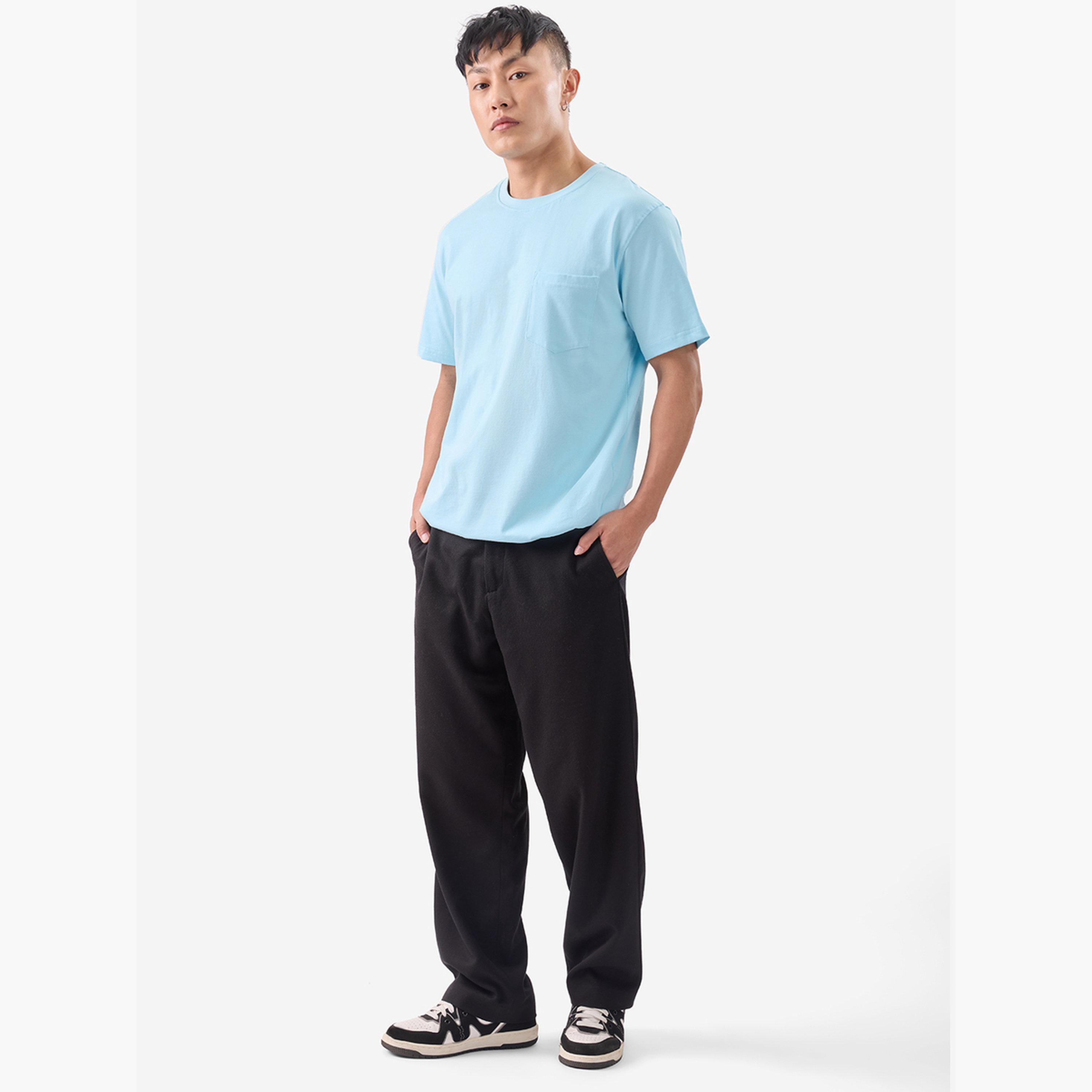 The Souled Store X Styli Men Blue Solid Cotton T-Shirt-men-clothing-tshirtsandpolos-tshirts-image-2