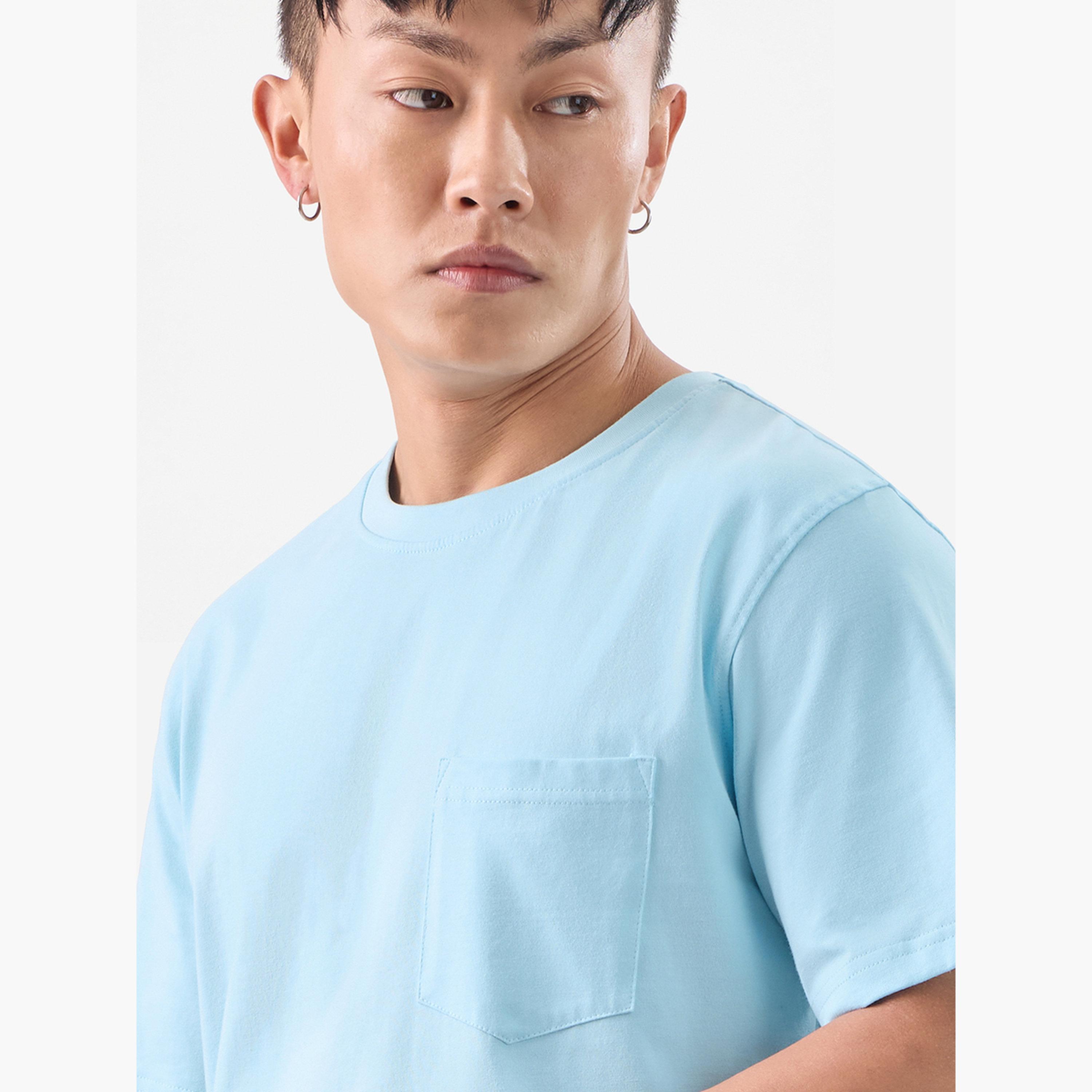 The Souled Store X Styli Men Blue Solid Cotton T-Shirt-men-clothing-tshirtsandpolos-tshirts-image-6
