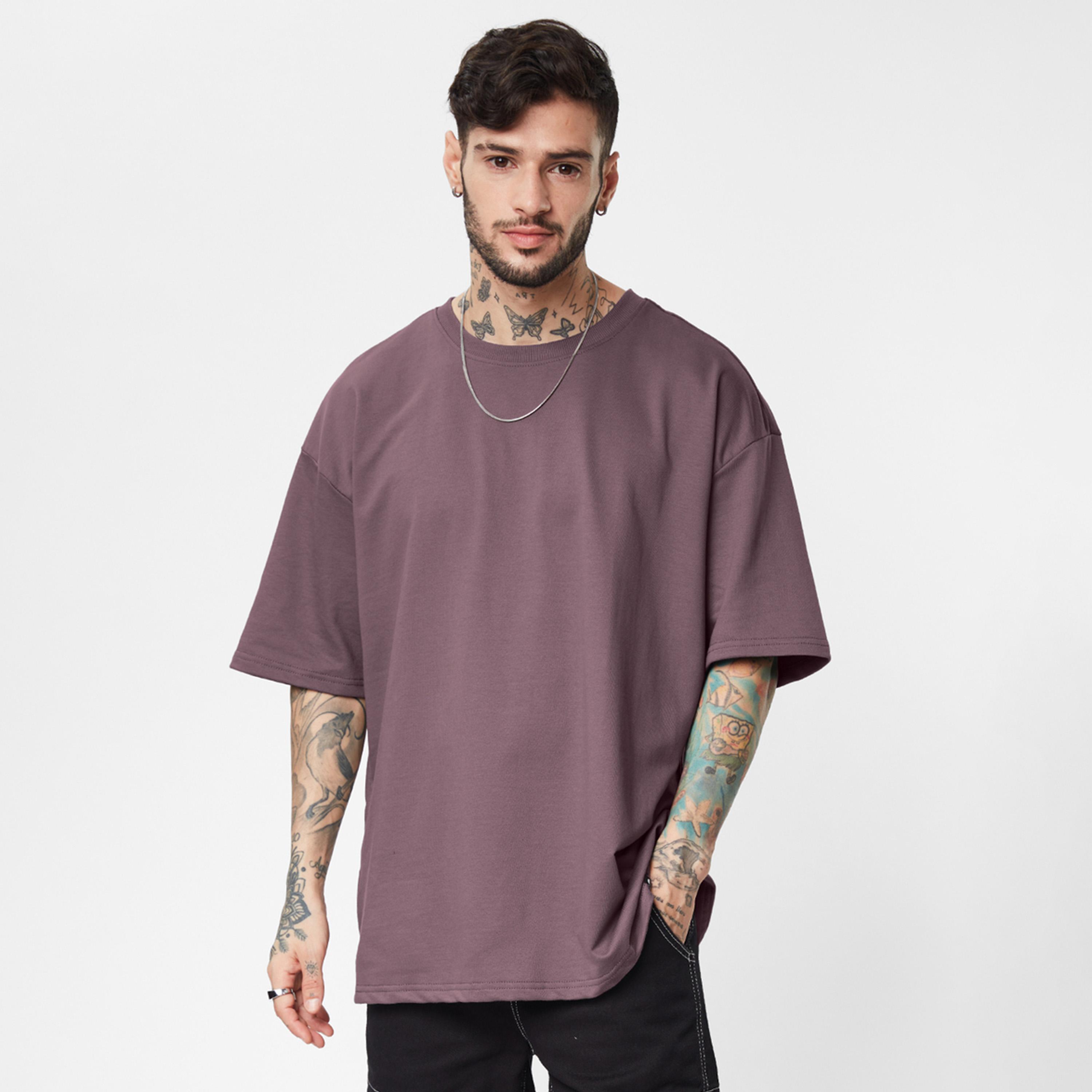 ذا سولد ستور × ستايلي - تي شيرت رجالي قطني حجم كبير لون أرجواني-men-clothing-tshirtsandpolos-tshirts-image-1