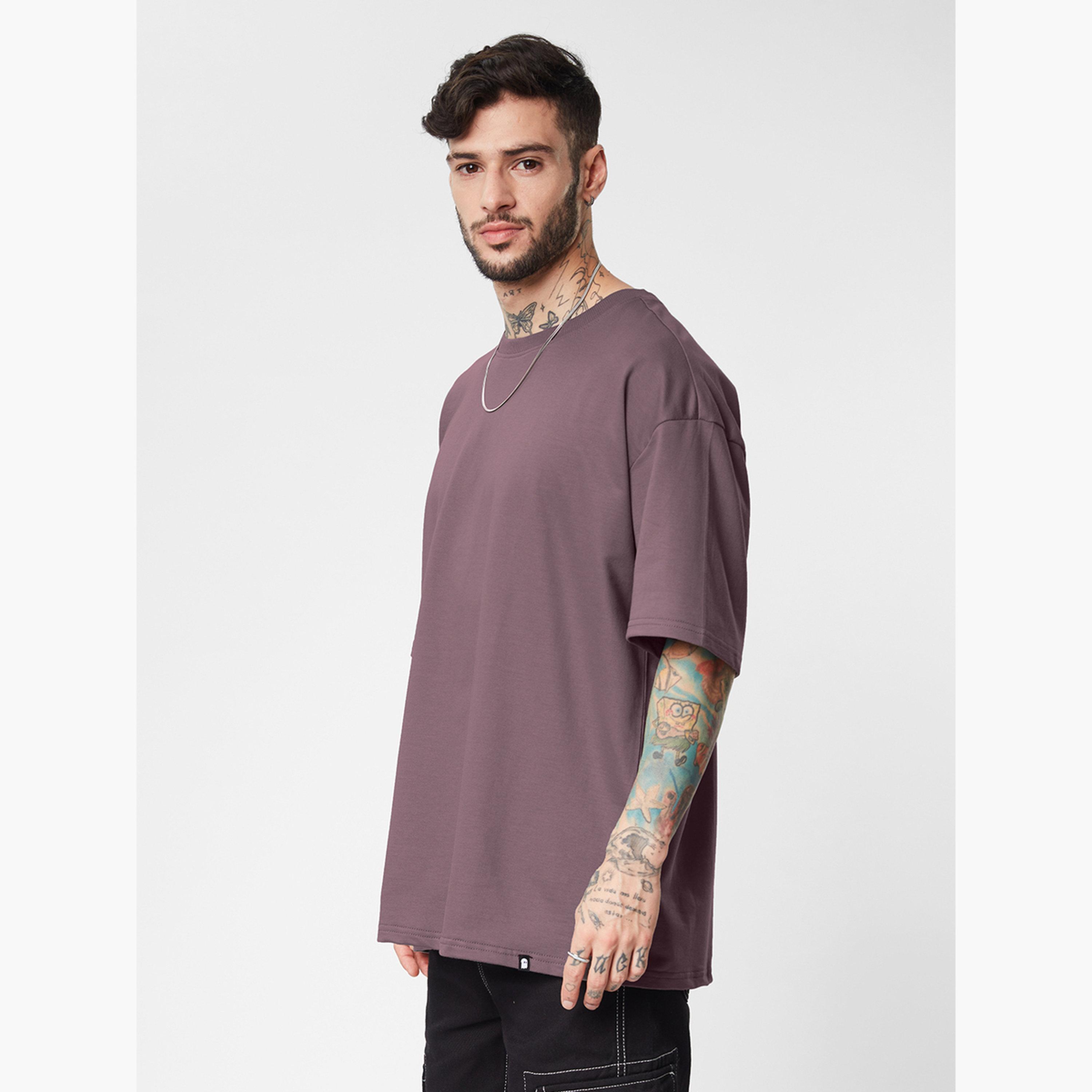 The Souled Store X Styli Men Purple Oversized Cotton T-Shirt-men-clothing-tshirtsandpolos-tshirts-image-3