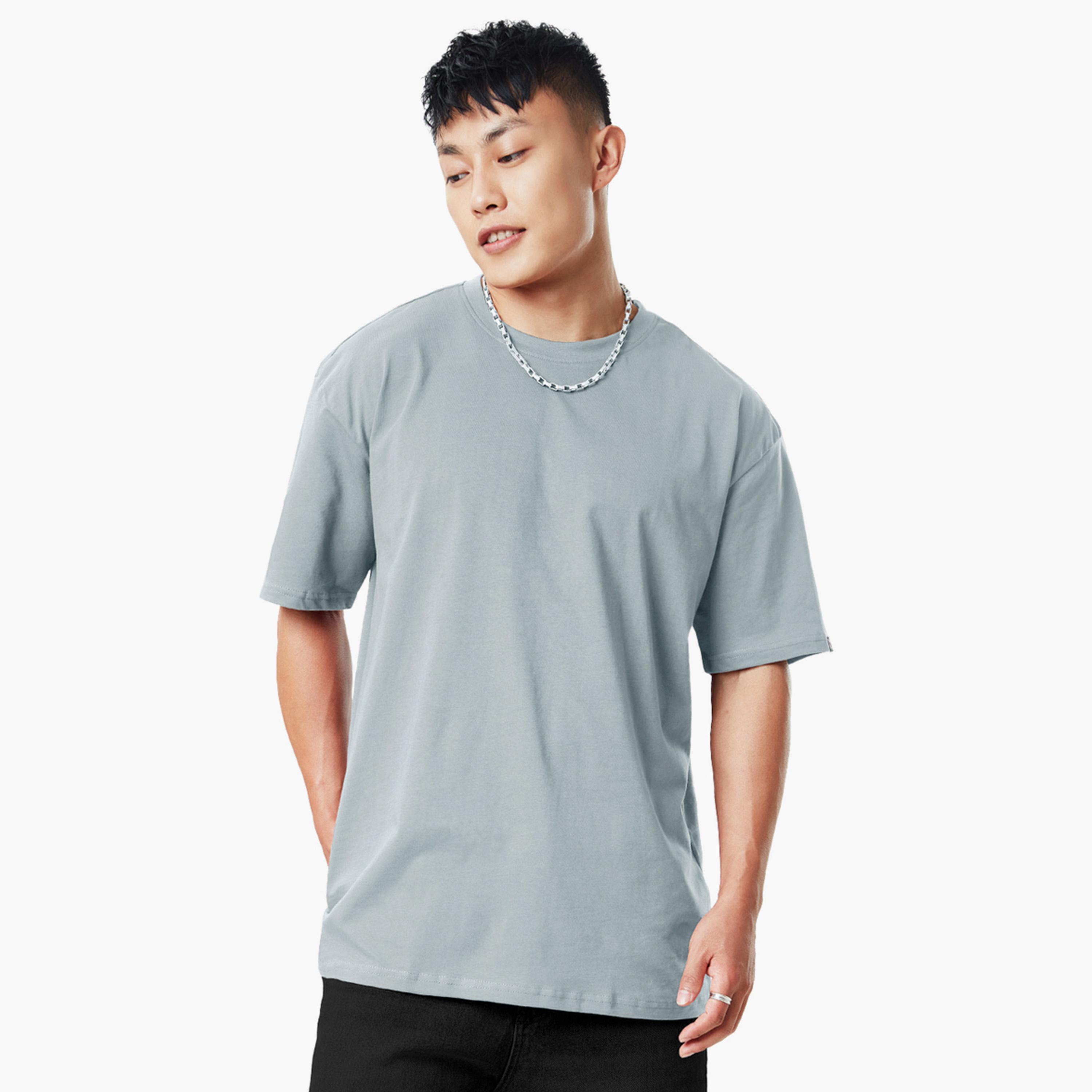 The Souled Store X Styli Men Grey Oversized Cotton T-Shirt-men-clothing-tshirtsandpolos-tshirts-image-1