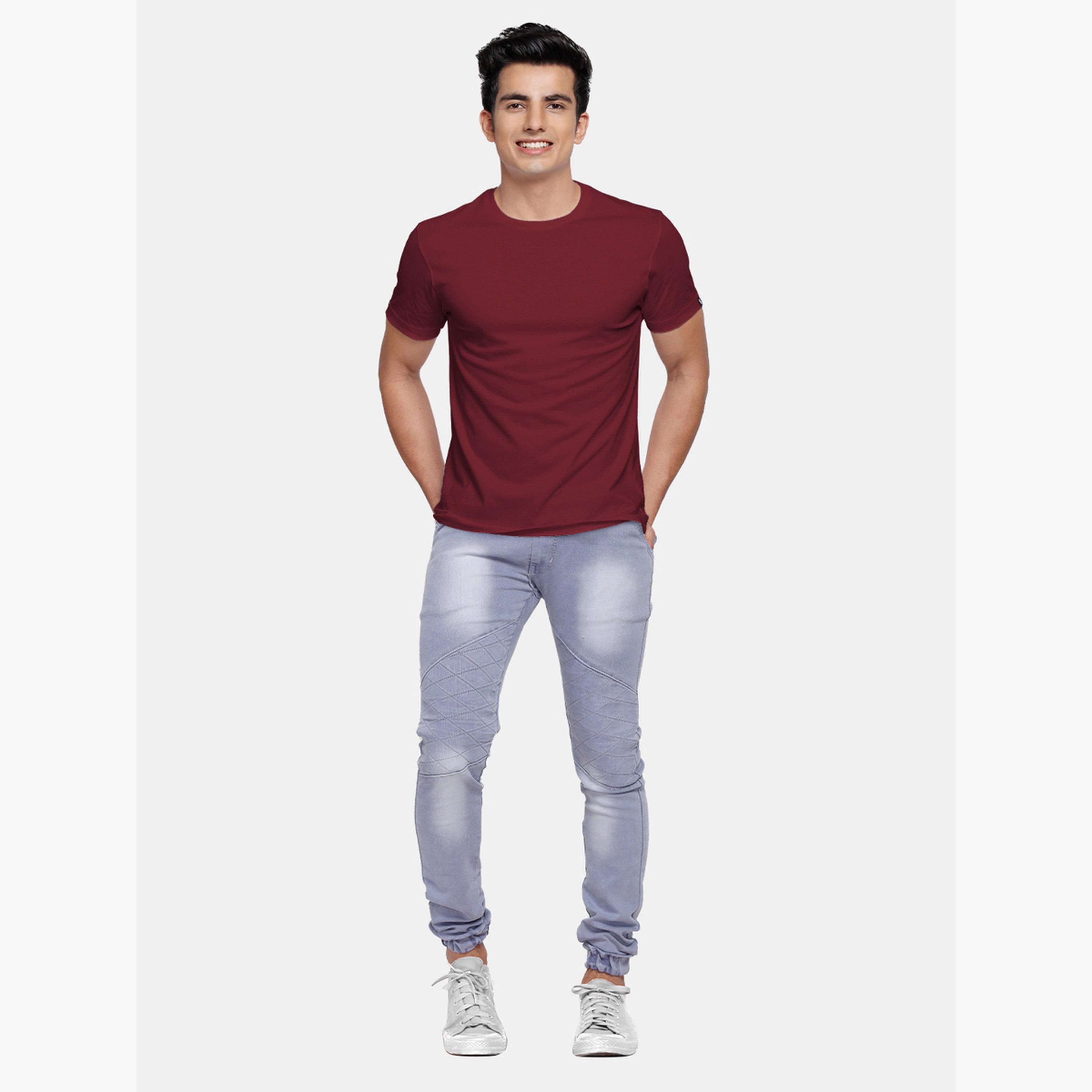 ذا سولد ستور × ستايلي - تي شيرت رجالي قطني لون برغندي-men-clothing-tshirtsandpolos-tshirts-image-2