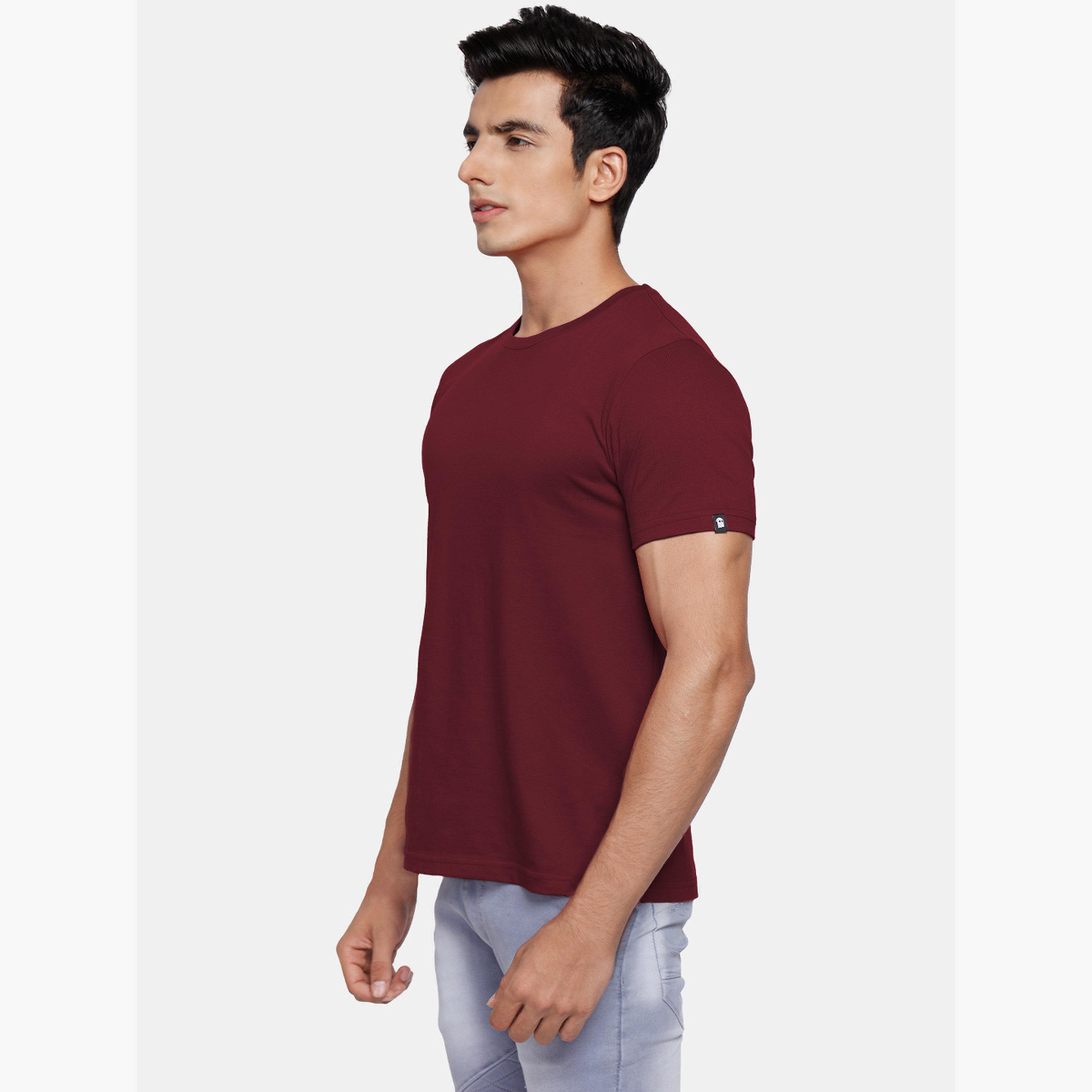 The Souled Store X Styli Men Burgundy Cotton T-Shirt-men-clothing-tshirtsandpolos-tshirts-image-4