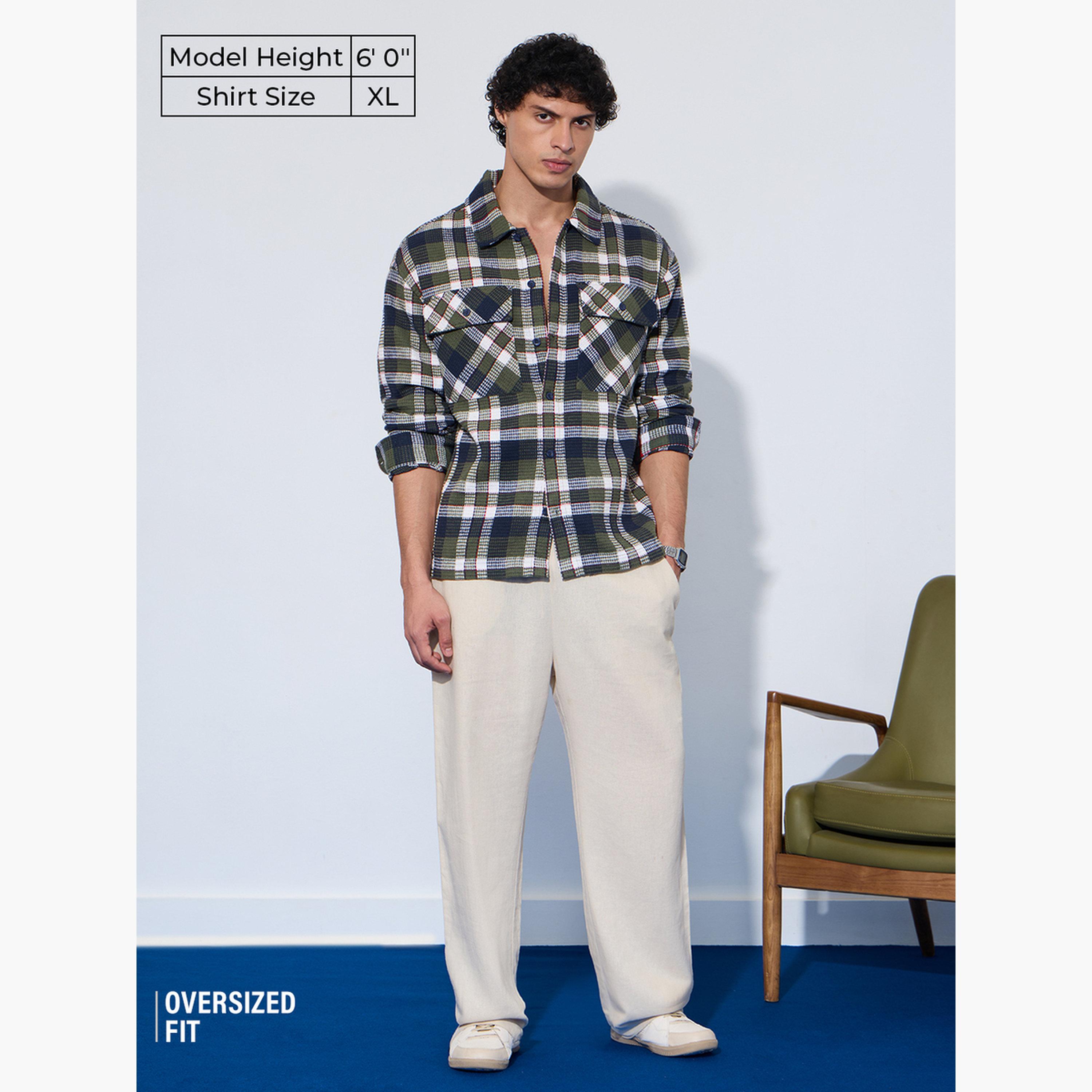 ذا سولد ستور × ستايلي - قميص رجالي من الفلانيل الأخضر المنقوش-men-clothing-shirts-image-2
