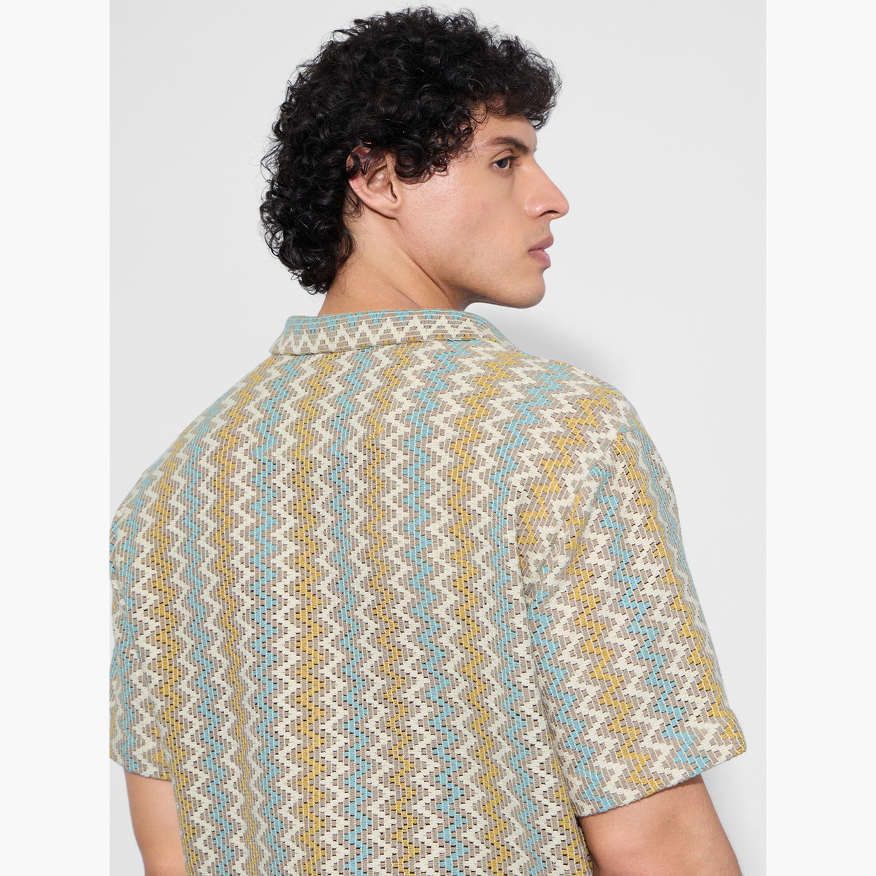 The Souled Store X Styli Men Multi Chevron Open Knit Oversized Shirt-men-clothing-shirts-image-6